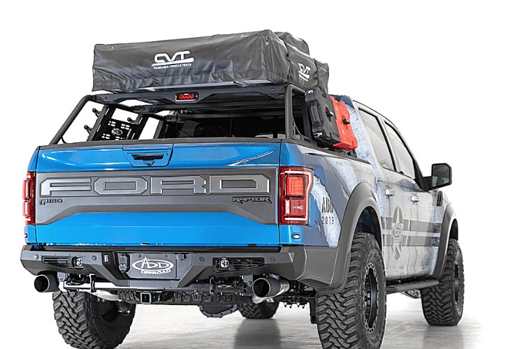 Ford F150 Raptor 2017-2020 Bomber Rear Bumper with Sensor Cutouts | Heavy-Duty Truck Bumper for Off-Road & Towing | ADD R110011370103 Replacement Part