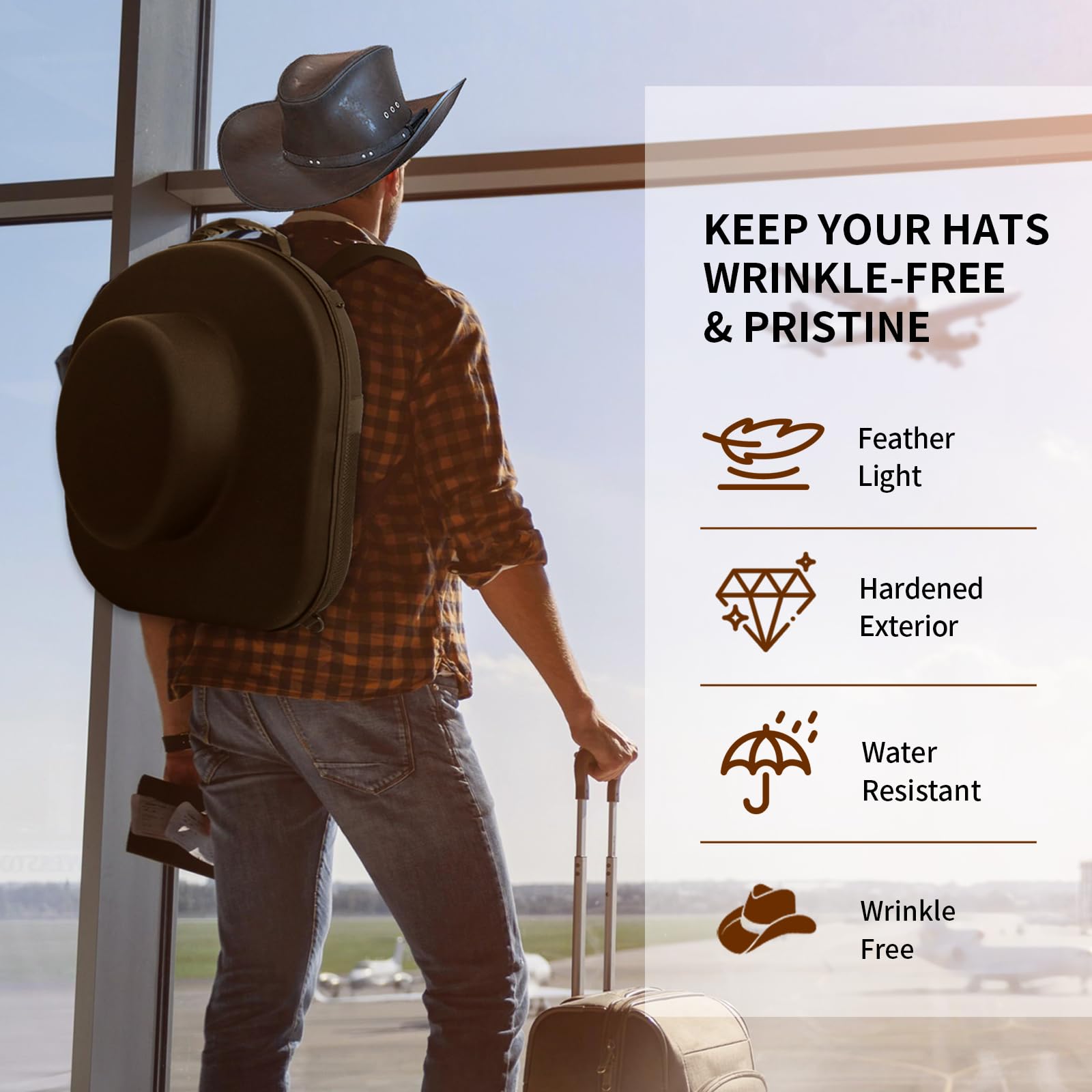 Travel Hat Holder with Tablet Pocket - Portable Hat Storage Case for Men & Women, Protects up to 2 Hats - Includes Carrying Handle, Shoulder & Luggage Strap (Blue) - Perfect for Airplane, Road Trips & Outdoor Adventures