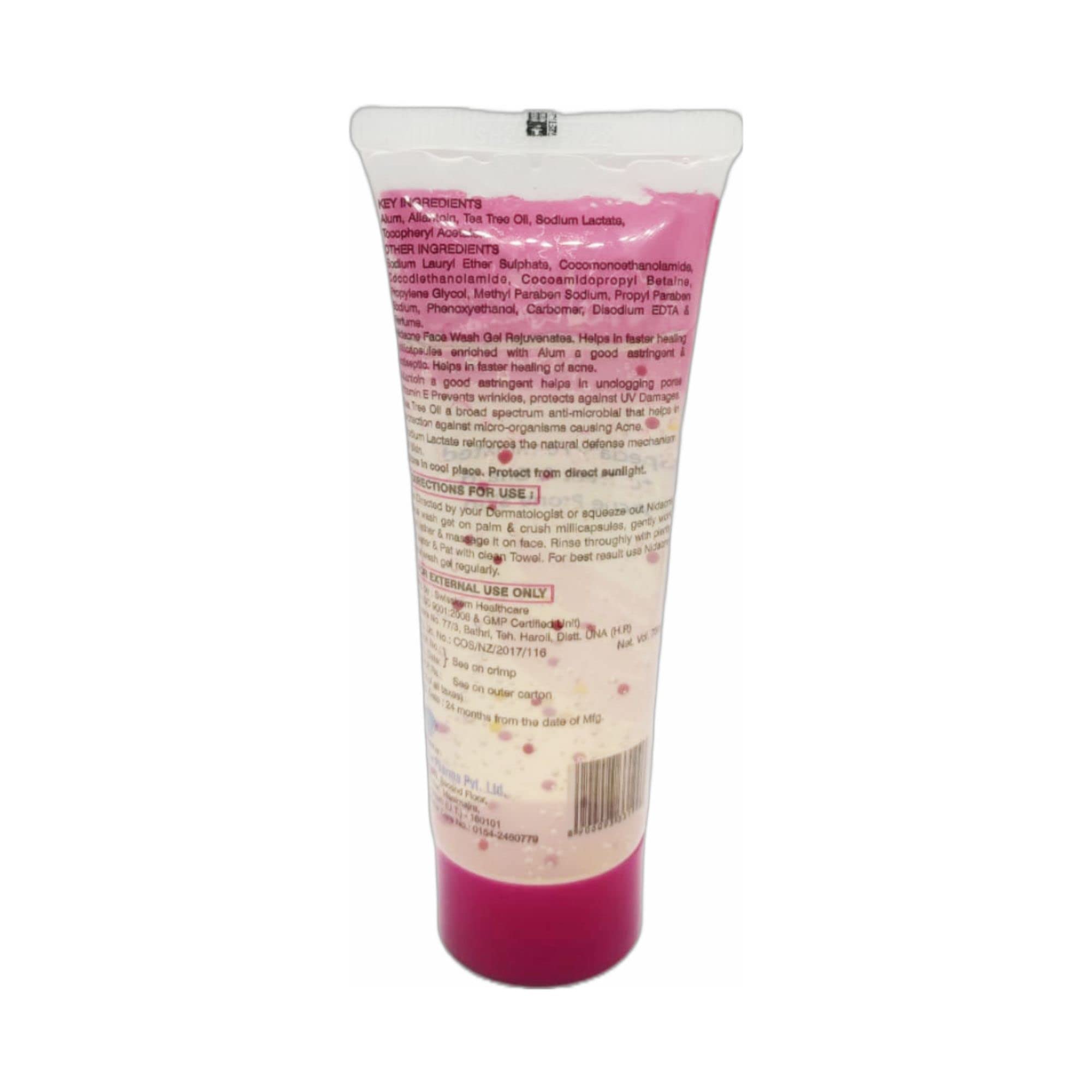 NIDACNE Acne Treatment Face Wash Gel for Acne-Prone Skin - 75ml (Pack of 2) | Gentle Cleansing & Prevention for Daily Skincare Routine