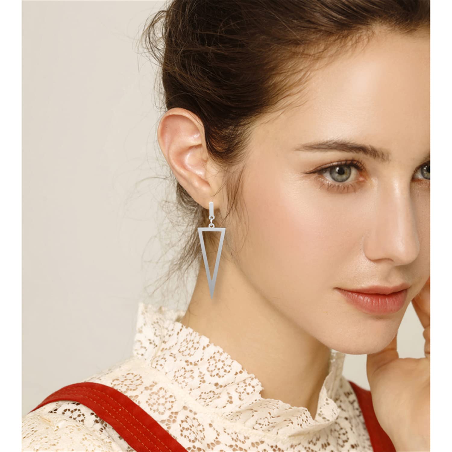 Punk Black Triangle Dangle Drop Earrings - Gold Metal Geometric Stud Earrings for Women & Men - Perfect for Bar Parties, Night Out, and Gothic Fashion
