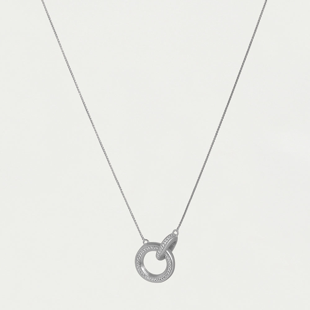 Colette Pave Hoop Pendant Necklace - Sterling Silver Jewelry for Women, Elegant Layering Necklace for Everyday Wear, Gift for Her, Perfect for Date Night & Special Occasions