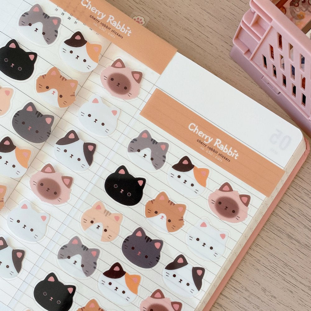 Premium Clear Cat Stickers Sheet - Waterproof Vinyl Decals for Laptops, Scrapbooks & DIY Crafts