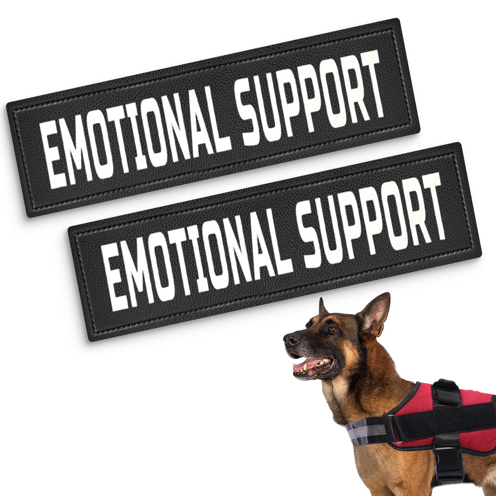 Service Dog Vest Patches - Training/Emotional Support/Therapy/Do Not Pet PU Patches with 2 Free Removable Dog Tags for Harness, Collar & Leash - Perfect for Identification & Safety in Public Spaces
