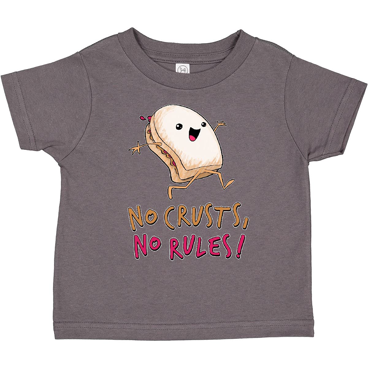 Inktastic Funny PB&J Sandwich Graphic Toddler T-Shirt - No Crusts No Rules Design for Boys & Girls - Perfect for Playdates, Daycare & Casual Wear