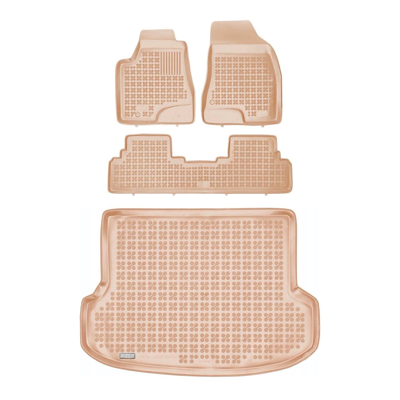 All-Weather Rubber Car Floor Mats for Lexus RX 2010-2012 - Custom Fit Front & Rear Seat Liners + Cargo Mat - Durable, Weatherproof Beige Interior Protection - Perfect for Daily Commute, Road Trips & Off-Road Adventures