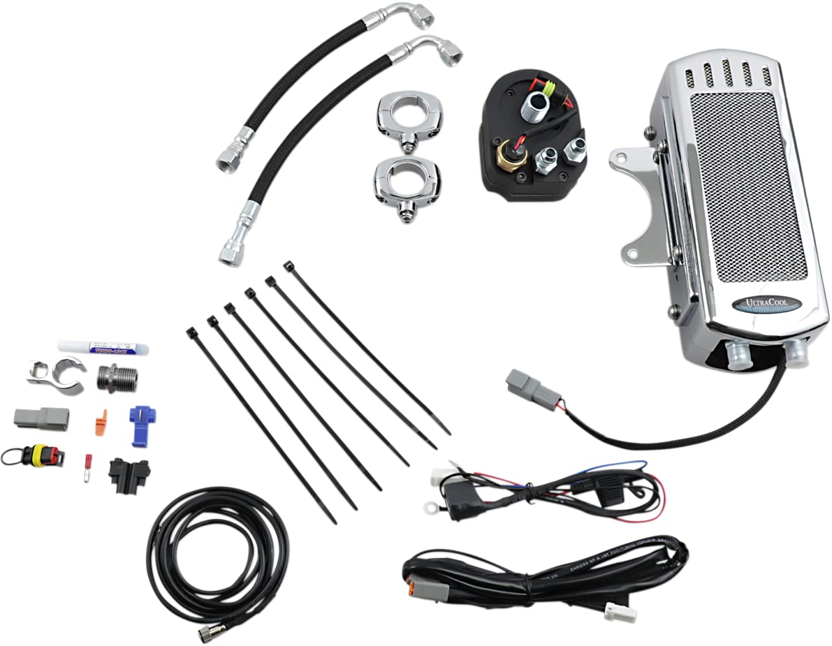 High-Performance SMS-1G Frame Mounted Oil Cooler Kit - Gloss Black Finish for Motorcycles & ATVs - Improves Engine Cooling & Performance