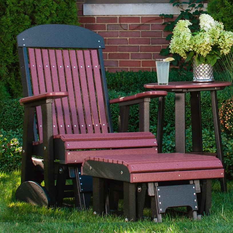 LuxCraft Classic Highback Recycled Plastic Glider Chair - Eco-Friendly Outdoor Rocking Chair for Patio, Garden & Backyard Relaxation
