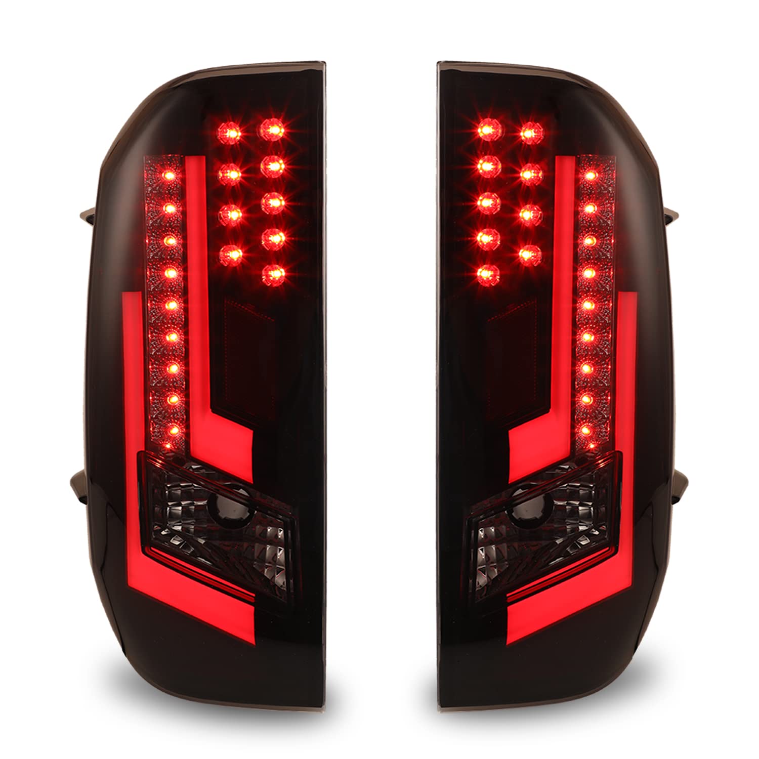 LED Tail Light Assembly for 2014-2020 Toyota Tundra - Sequential Turn Signal, DRL & Brake Lights - Matte Black/Clear Lens - Replacement Rear Lights for Improved Visibility & Style (Perfect for Night Driving & Custom Truck Upgrades)