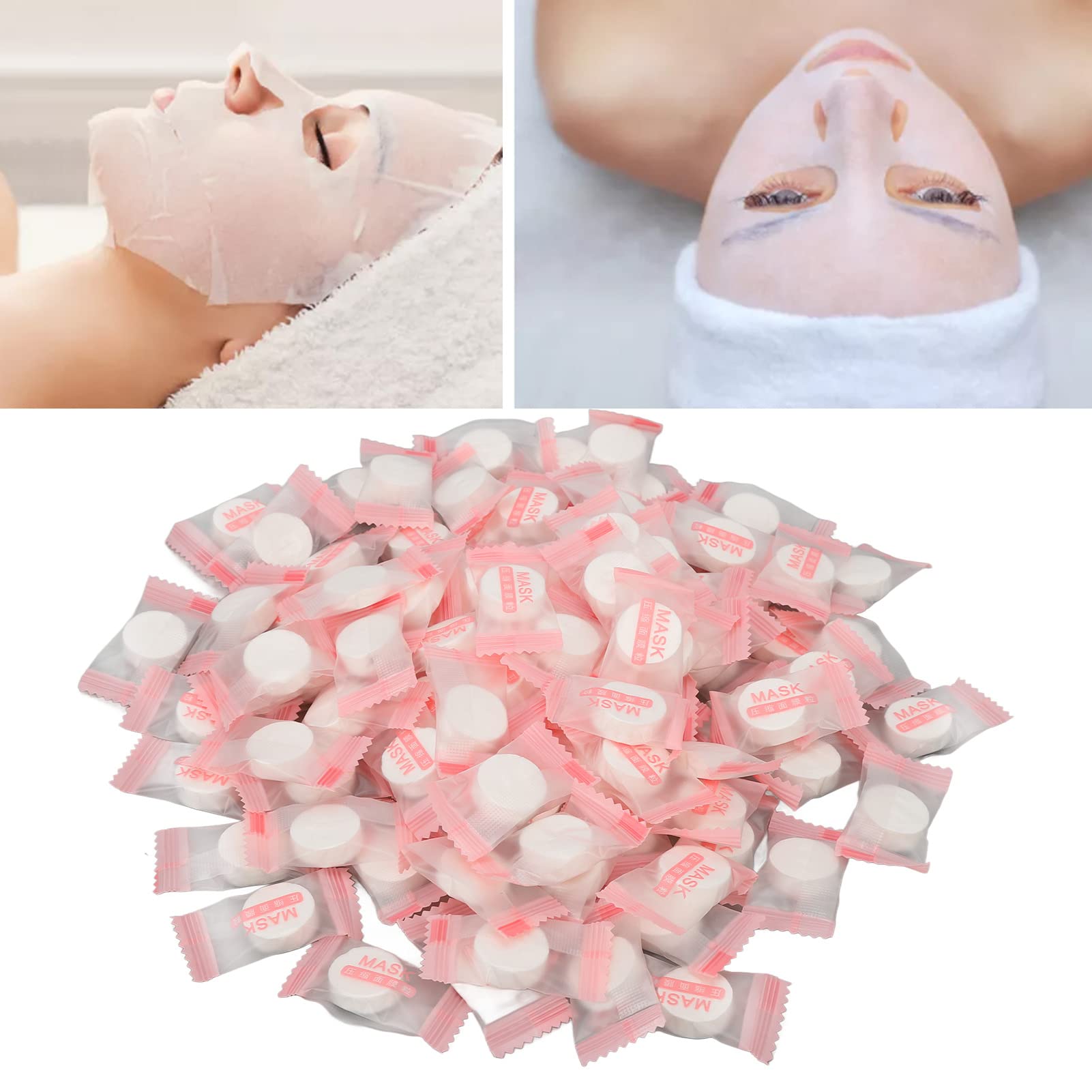 100pcs Compressed Facial Mask Sheets - DIY Disposable Cotton Paper Face Masks for Hydration & Skin Care | Includes Mask Bowl, Brushes & Hair Band | Perfect for Home Spa, Beauty Salon & Self-Care Routine
