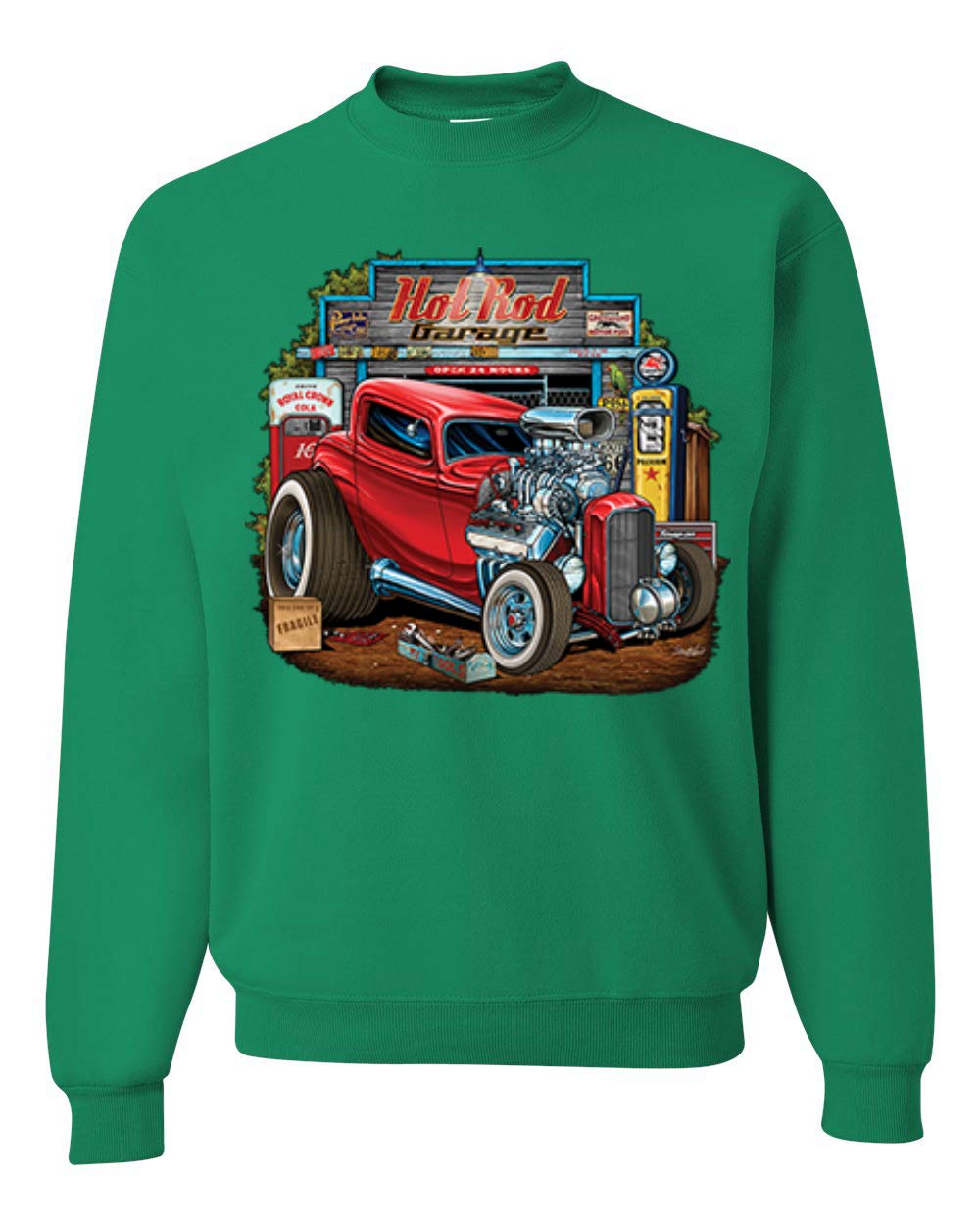 Vintage Hot Rod Graphic Sweatshirt - Wild Bobby Retro Garage Cars & Trucks Unisex Crewneck Pullover for Casual Wear & Car Enthusiasts