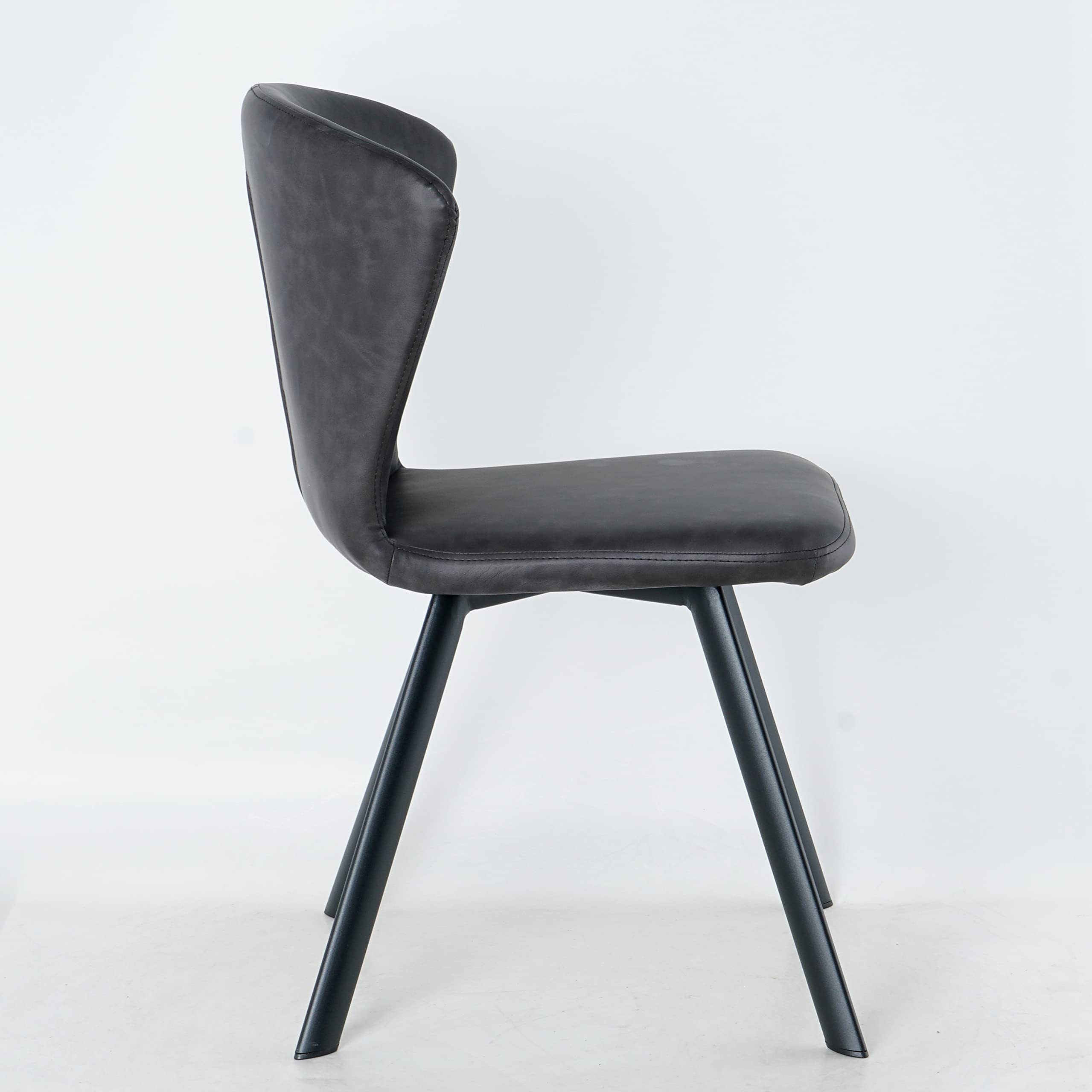 Modern PU Leather Dining Chairs Set of 2 - Black Metal Legs, Dark Brown Upholstery for Kitchen, Living Room & Dining Room - Perfect for Small Spaces, Apartments and Home Decor