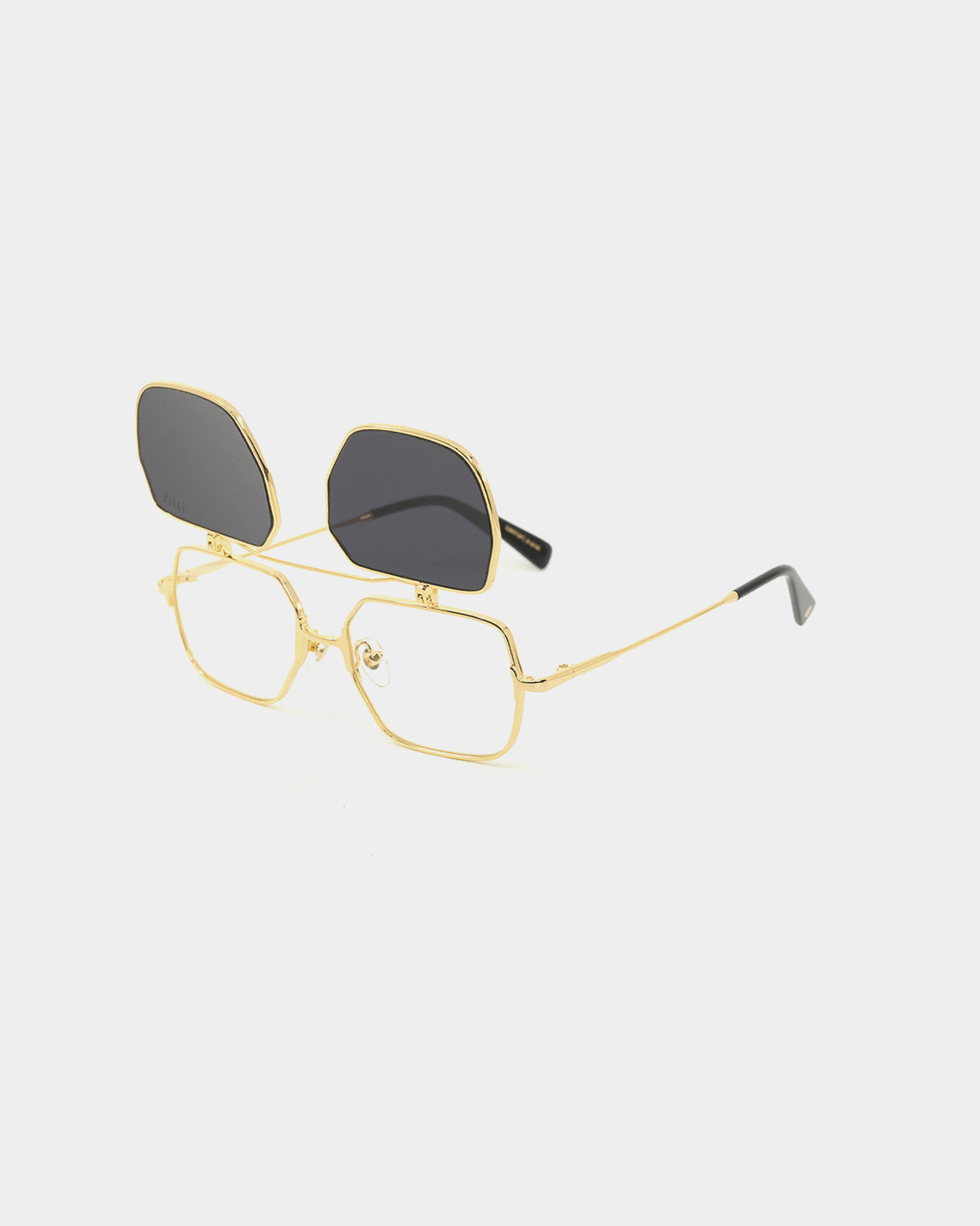 9FIVE Clarity Flip Up Sunglasses - Black/Gold Polarized Lens for Outdoor Sports & Driving - UV Protection, Stylish & Durable Eyewear for Men & Women