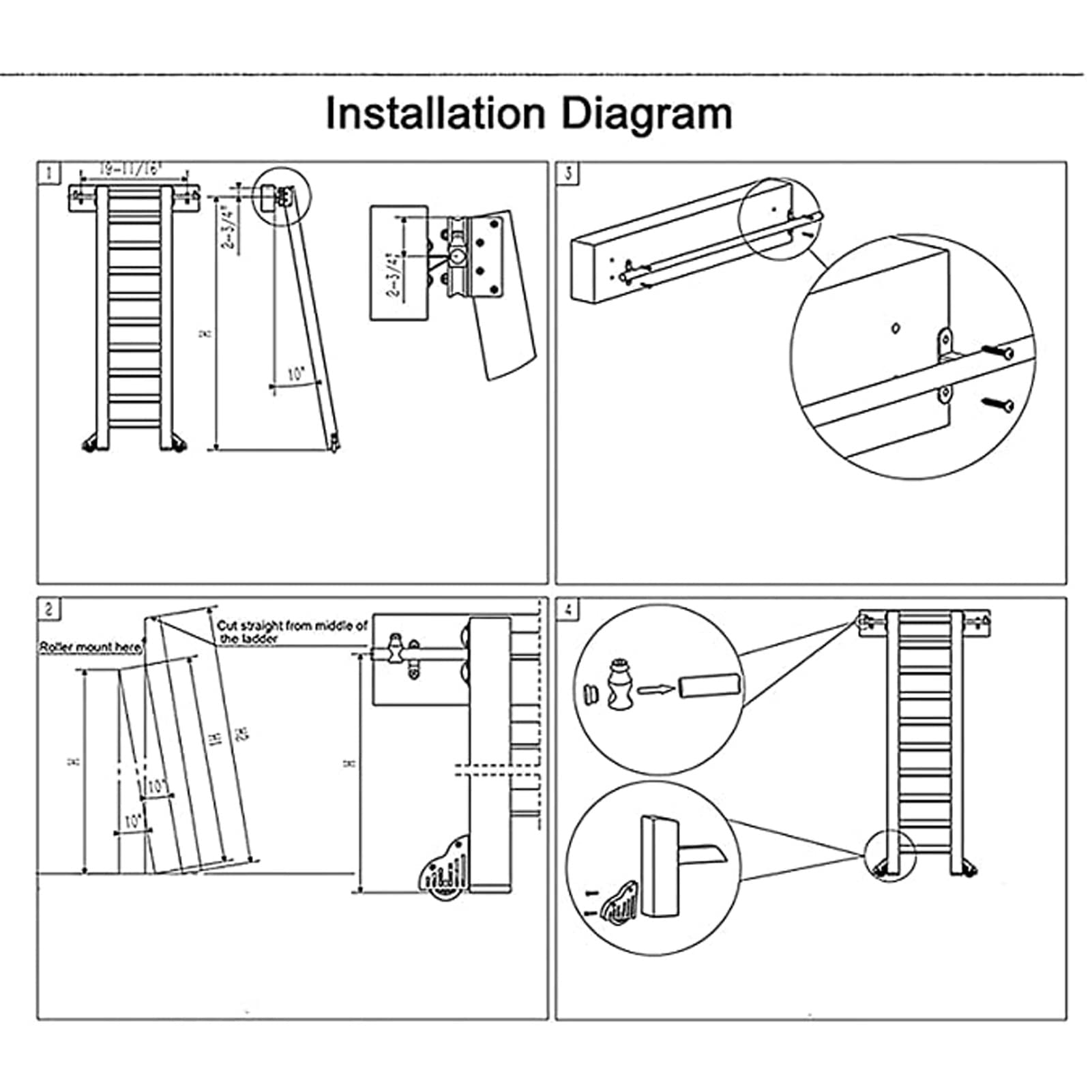 Heavy Duty Steel Sliding Ladder Kit - Rolling Barn Door Track System with Floor Roller Wheels for Closet, Home Office & Library (6.6ft/200cm Track Kit, Ladder Not Included) - Perfect for Loft Storage, Bookcase Access & Space-Saving Room Design