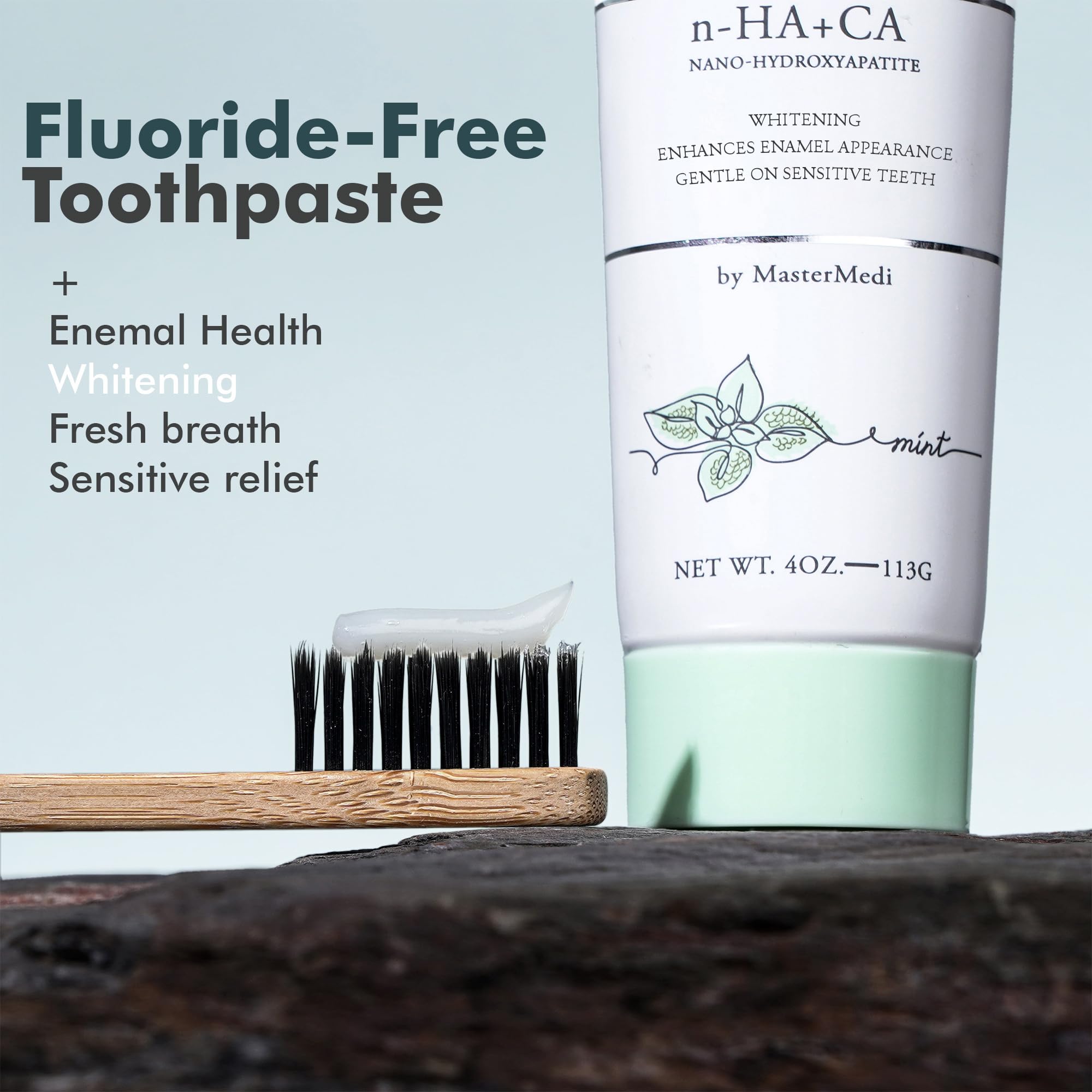 Fluoride-Free Nano Hydroxyapatite Toothpaste for Remineralization, Sensitive Teeth & Whitening | SLS-Free, Dentist Recommended | Anti-Plaque Formula | Magic Mint Flavor (4oz, 3-Pack) – Ideal for Daily Oral Care & Enamel Repair