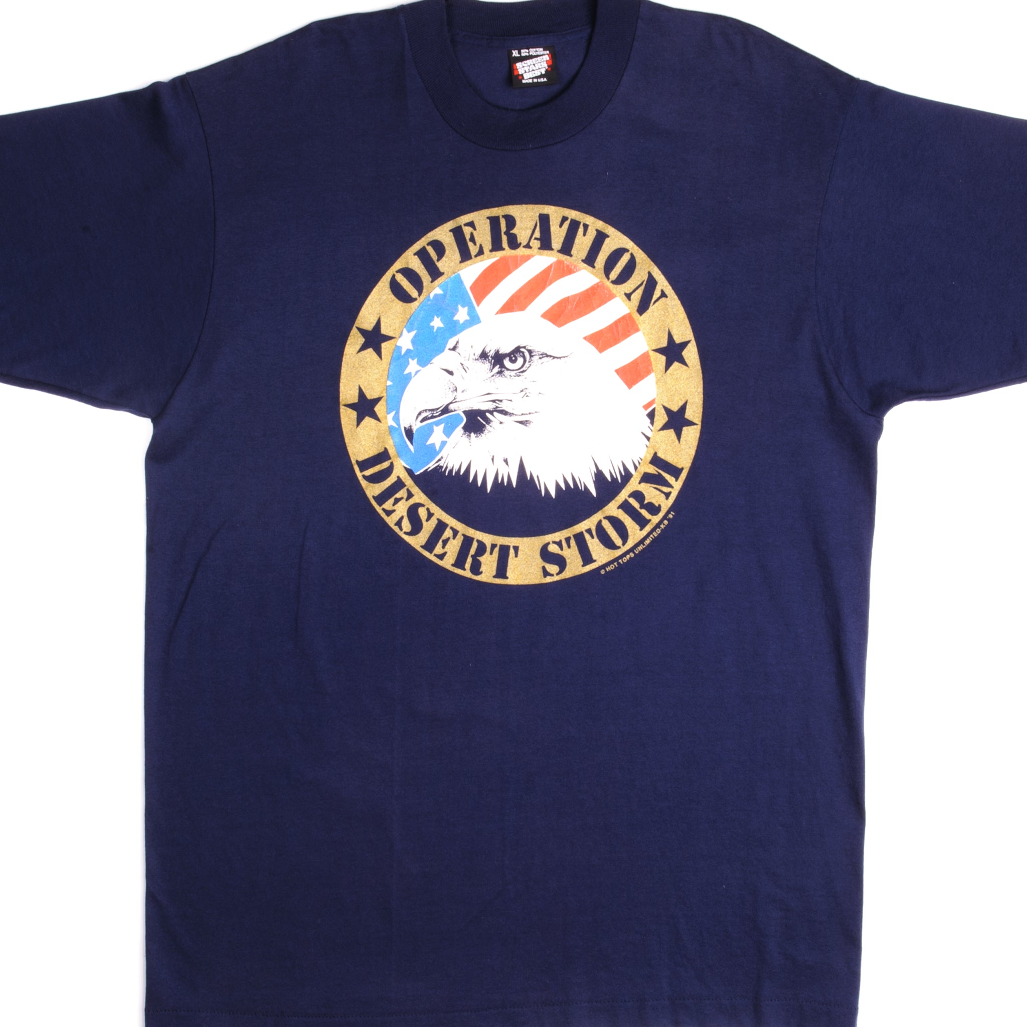 Vintage Operation Desert Storm T-Shirt 1991 - Large Size, Made in USA - Military Themed Graphic Tee for Veterans & History Enthusiasts