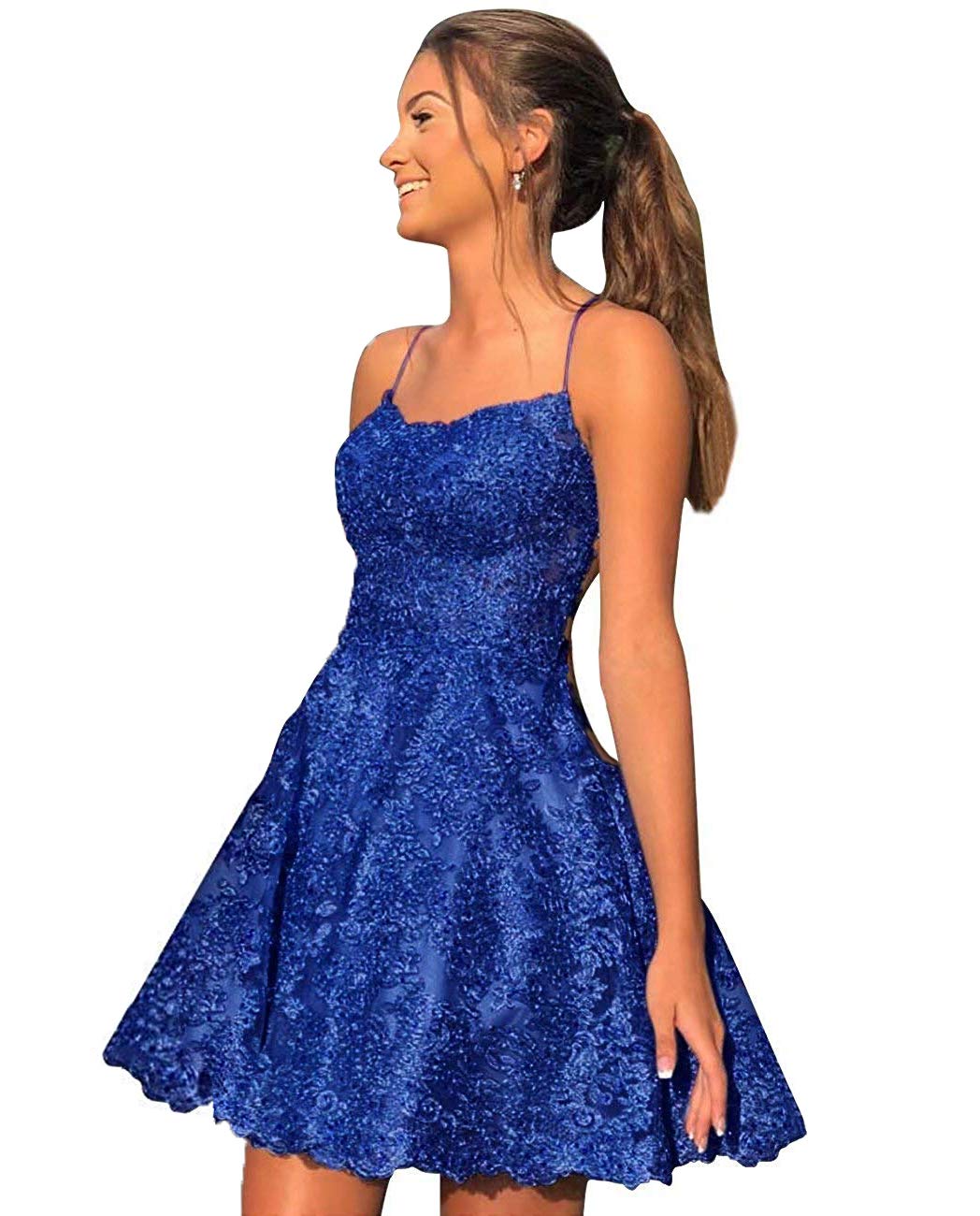 JAEDEN Short Lace Homecoming Dress 2024 | Backless HOCO Prom Dress for Teens | Perfect for School Dances, Parties & Special Occasions