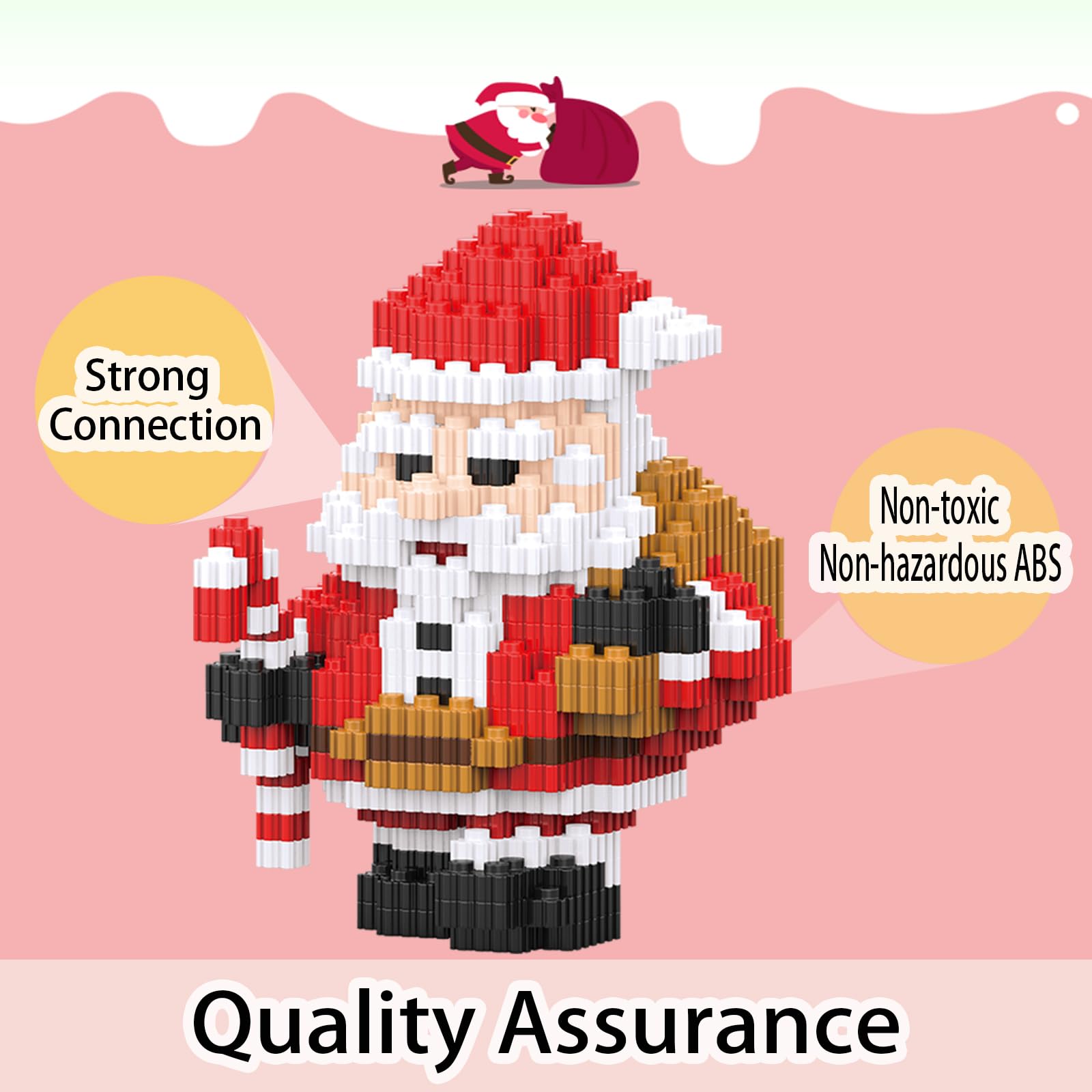 Lego-Compatible Christmas Santa Claus Stacking Blocks Set - DIY Micro Building Blocks for Kids Ages 7-12 | Perfect Holiday Gift, Stocking Stuffer & Birthday Present for Christmas & New Year | Fun Creative Play & Home Decoration