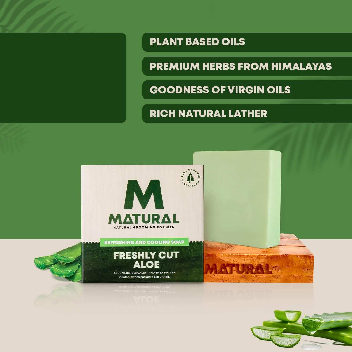 DD All Natural Handmade Bar Soap for Men with Aloe Vera, Bergamot & Shea Butter - 120g | Moisturizing & Refreshing | Perfect for Daily Skincare & Shaving