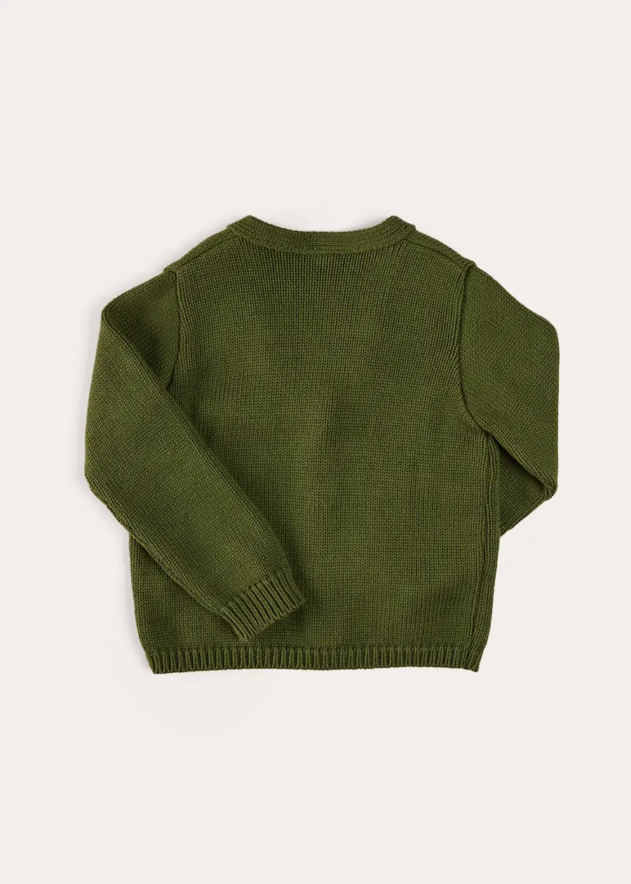 Green Safari Button Detail Cardigan for Kids (4-10 Years) - Perfect for Outdoor Adventures and Casual Wear
