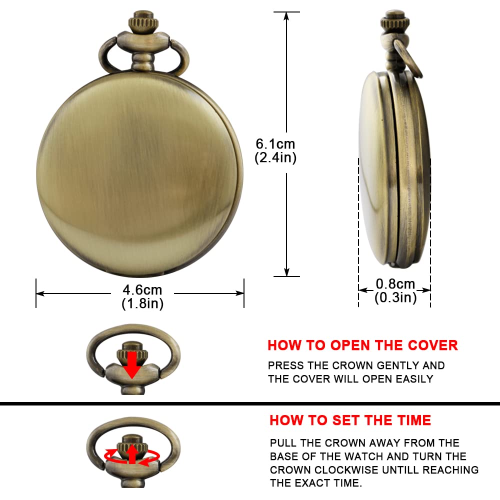 Customizable Smooth Pocket Watch for Men - Personalized Engraved Pocket Watch with Chain - Unique Father's Day Gift Idea - Perfect for Weddings, Anniversaries & Special Occasions