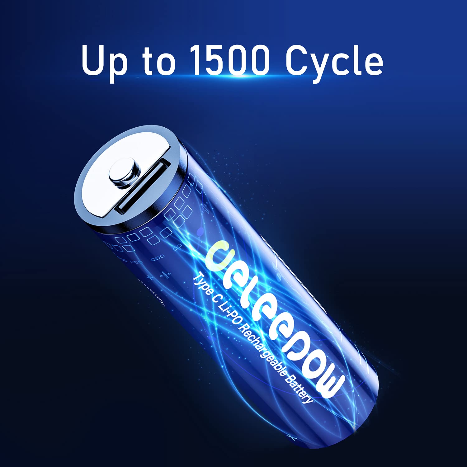 Deleepow USB-C Rechargeable AA Lithium Batteries 3400mWh 4-Pack - 1500 Cycles with Fast Charging Cable for Cameras, Flashlights, Game Controllers & Smart Home Devices
