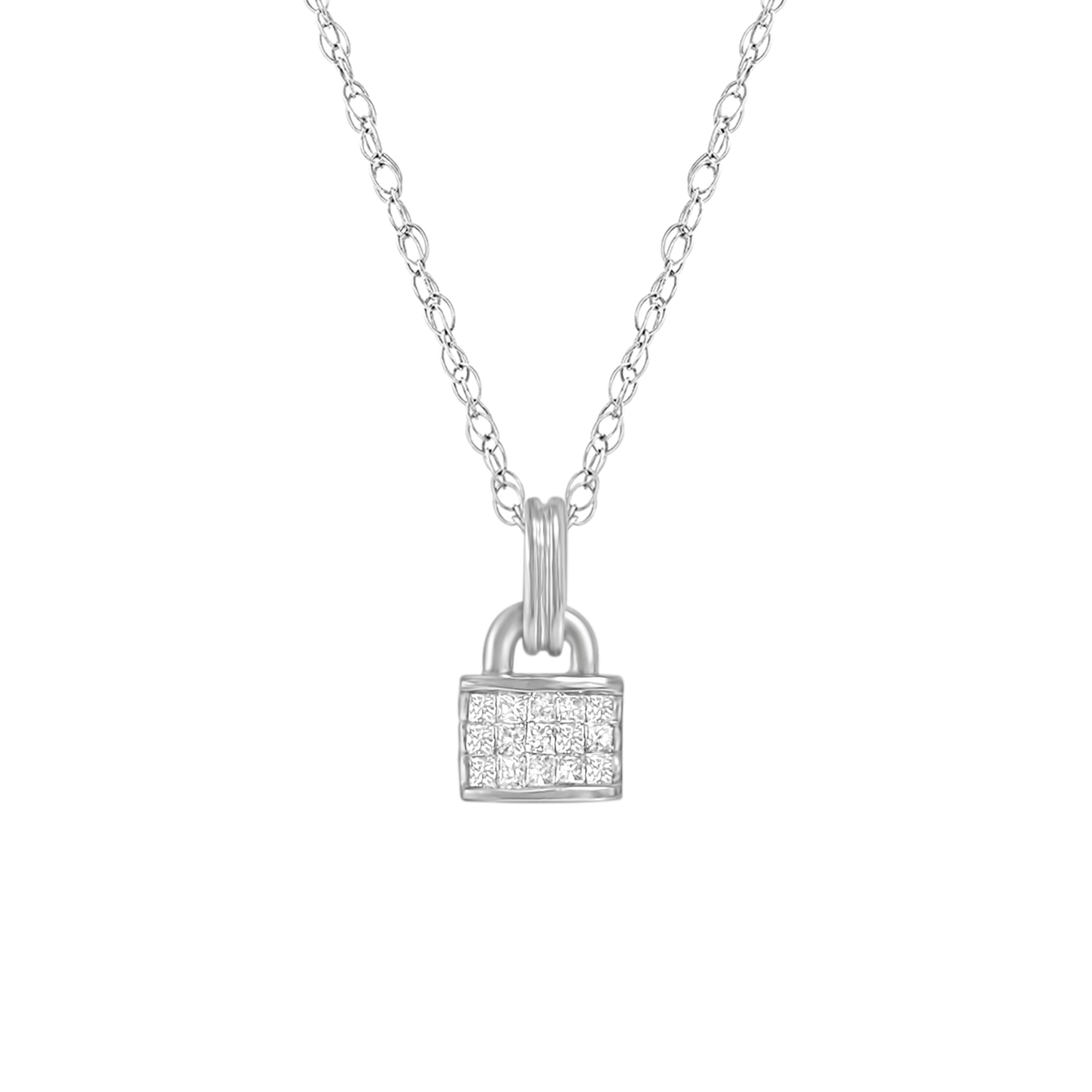 Princess Cut Diamond Padlock Necklace - Elegant 14K Gold Pendant for Women | Perfect Gift for Anniversary, Valentine's Day & Special Occasions