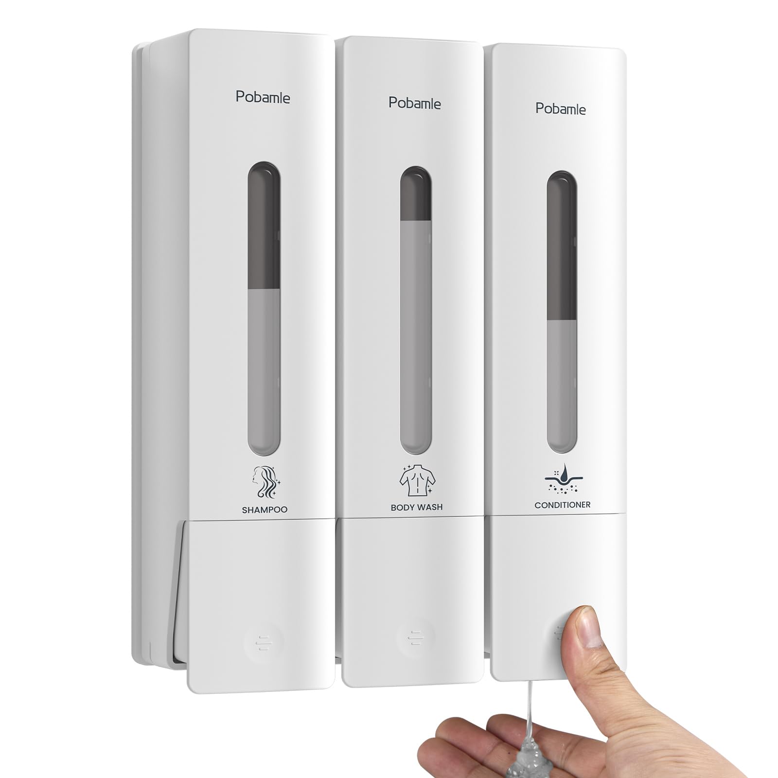 3-Chamber Wall Mounted Shower Dispenser Set - No Drill Soap, Shampoo & Conditioner Organizer (3x400ml, Beige) for Bathroom, Home & Hotel Use - Leakproof & Space Saving Design