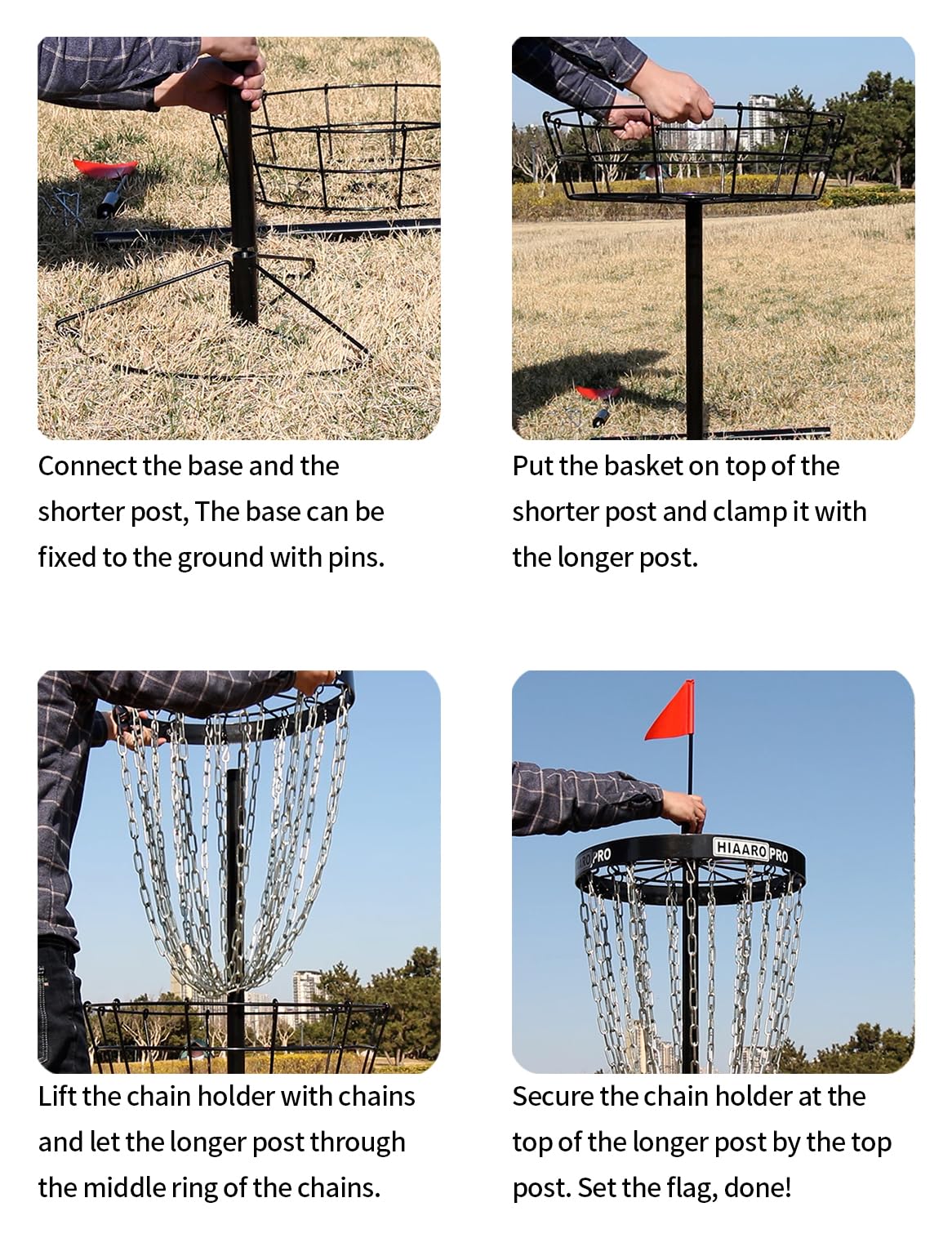 PDGA Approved HIAARO PRO Disc Golf Basket - Portable Heavy Duty 24-Chain Disc Golf Target for Professional Players | Perfect for Backyard Practice, Course Training & Outdoor Games
