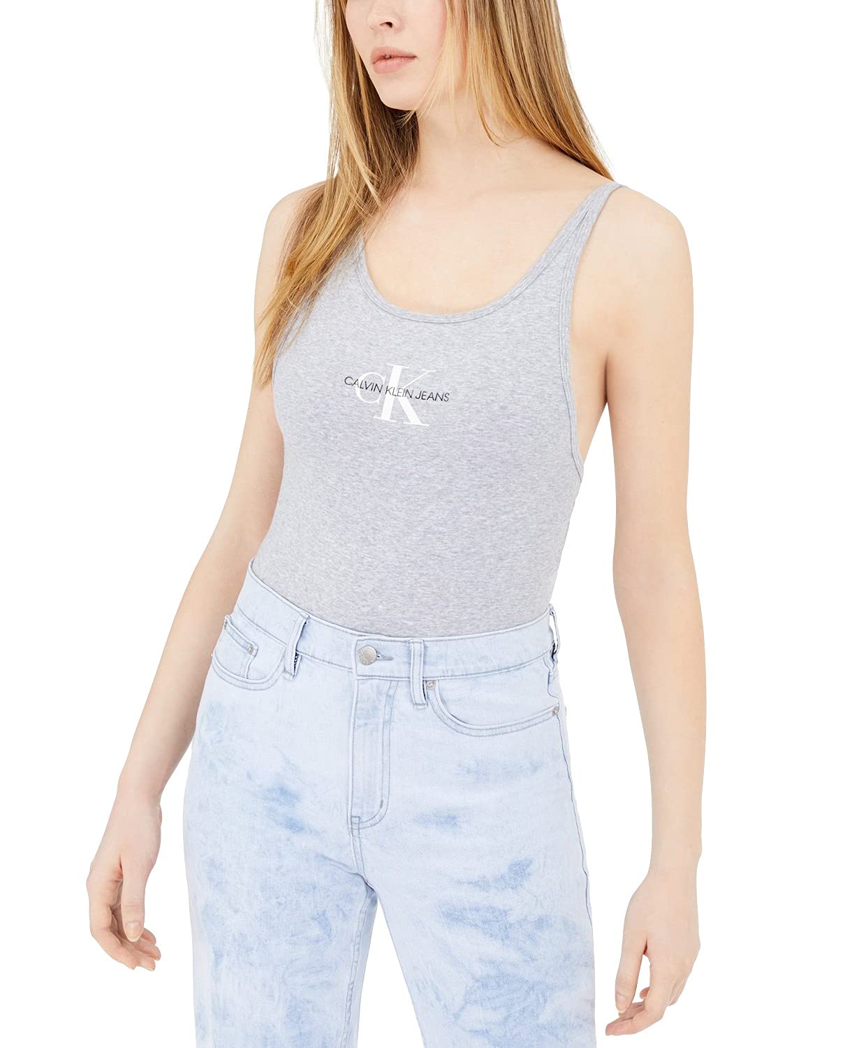 Calvin Klein Women's Spaghetti Strap Scoop Back Bodysuit - Sexy & Comfortable Tank Bodysuit for Layering, Casual Wear & Night Out
