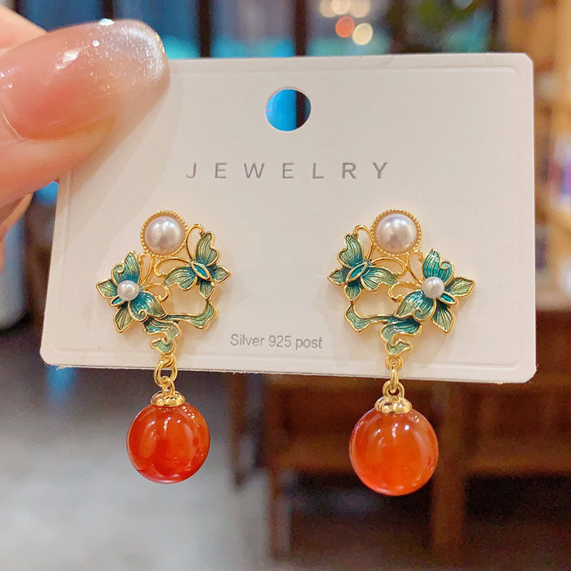 Green Butterfly Agate Dangle Drop Earrings for Women | Natural Stone Jewelry | Boho Chic Accessories for Parties, Weddings & Everyday Wear