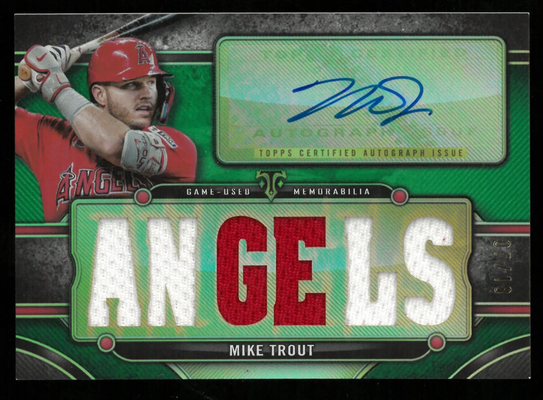 2024 Topps Triple Threads Baseball Mike Trout Green Relic Autograph Card /18 - Limited Edition Collectible for Baseball Fans & Card Investors - Perfect for Display, Trading, and Memorabilia Collections