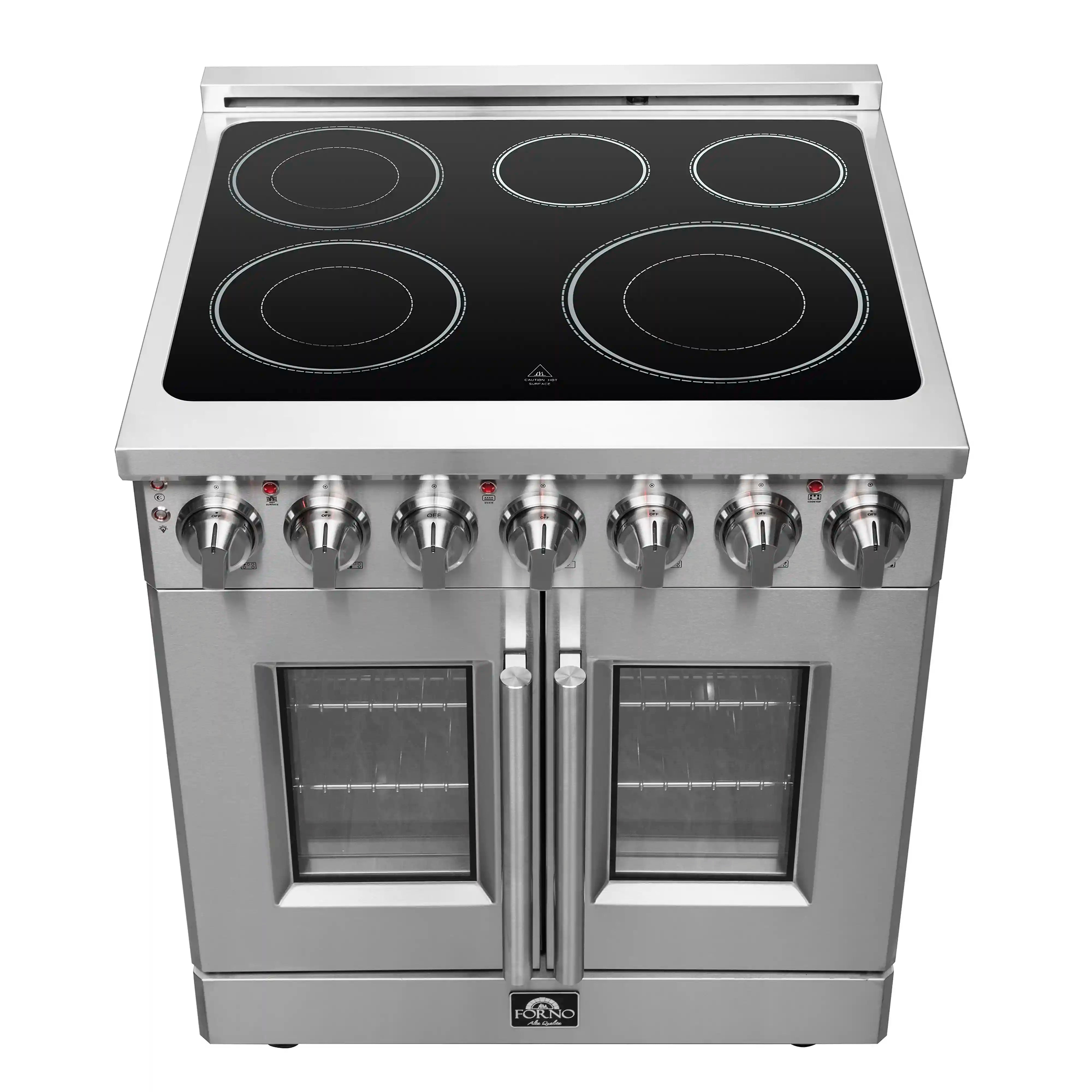 Forno Massimo 30 Inch Freestanding French Door Electric Range - Stainless Steel (FFSEL6955 30) | Professional Kitchen Appliance for Home Cooking & Baking
