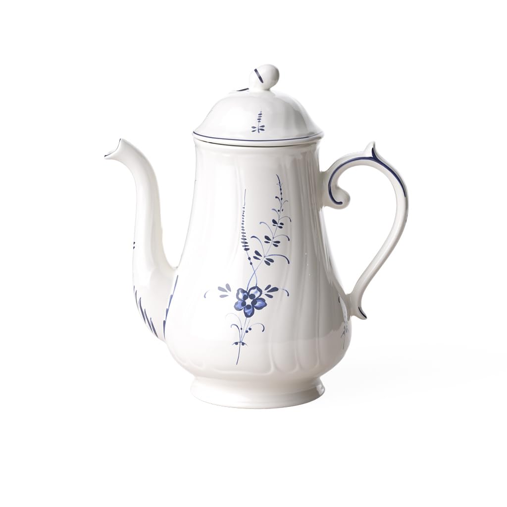 Villeroy & Boch Old Luxembourg Coffee Pot - 42.5 oz (1.26L) Vintage Style Porcelain Tea & Coffee Server - Perfect for Home, Cafe, and Gift Giving