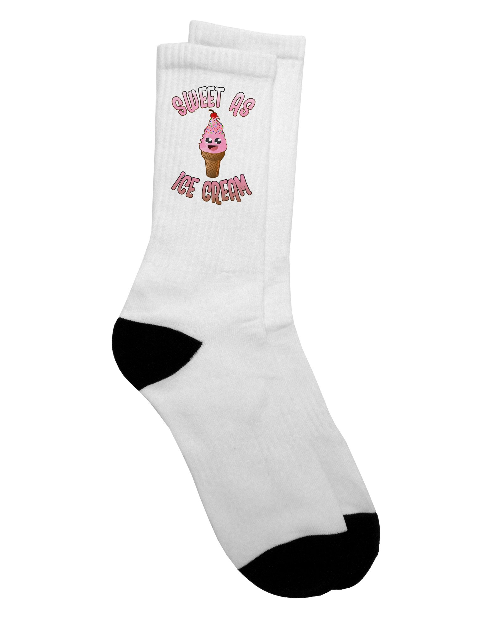 TooLoud Cute Ice Cream Cone Socks - Sweet As Ice Cream Fun Crew Socks for Women & Men - Perfect for Summer Outfits, Gifts & Ice Cream Lovers