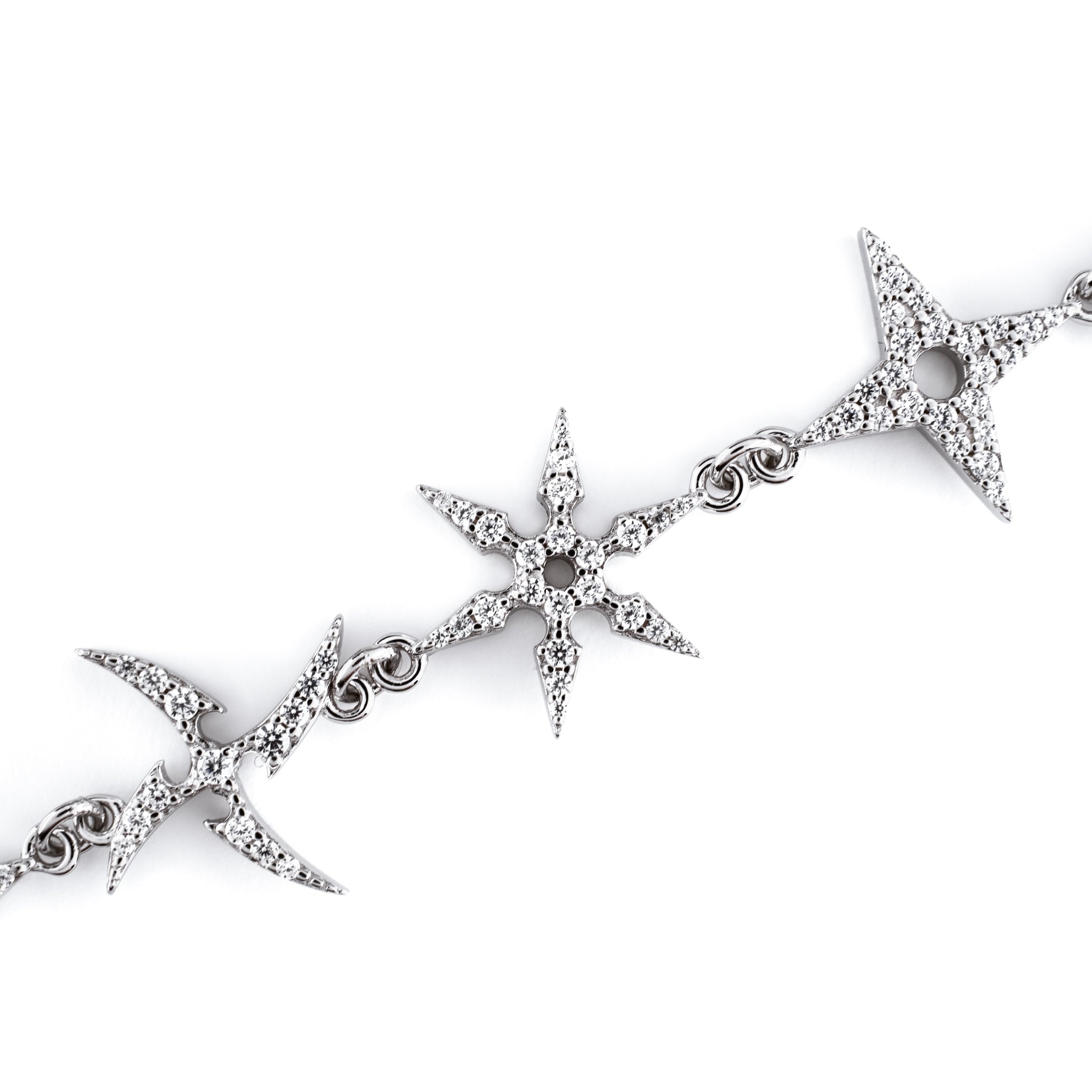 Iced Shuriken Bracelet - .925 Sterling Silver Men's & Women's Punk Jewelry - Perfect for Gifts, Parties, and Everyday Wear