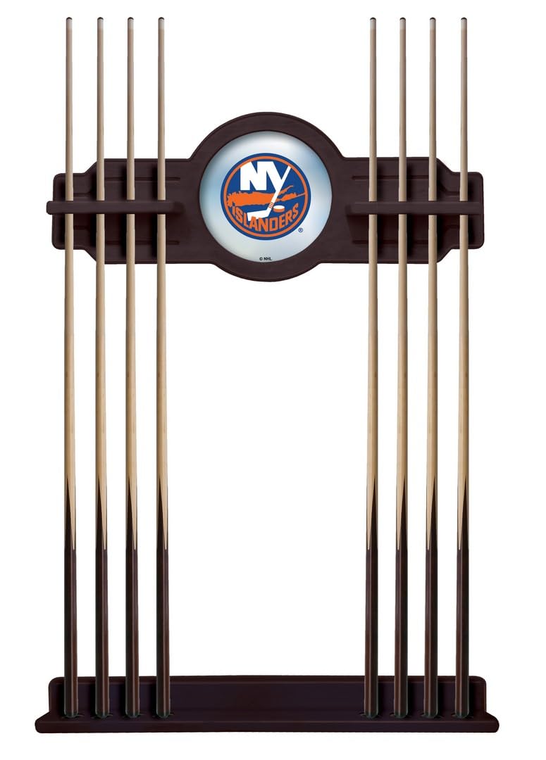 New York Islanders Cue Rack - English Tudor Finish Billiard Accessory by Holland Bar Stool | Perfect for Game Rooms, Man Caves & Sports Bars