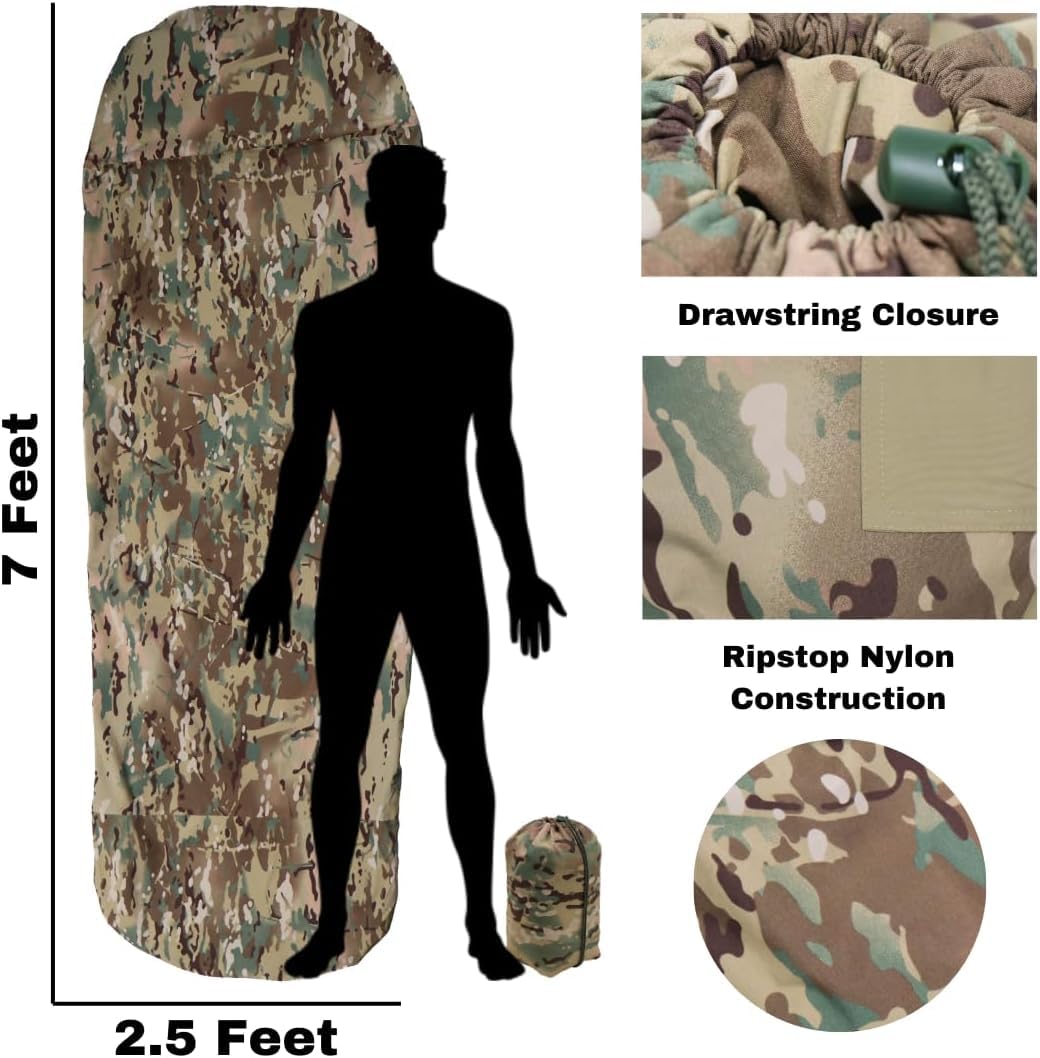 Military Modular Sleep System (MSS) Waterproof Camouflage Bivy Cover - Lightweight Sleeping Bag Shell for Outdoor Camping, Hiking & Survival Gear
