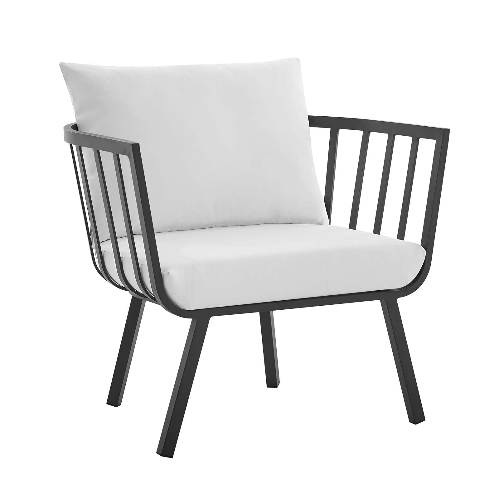 Modway Riverside Patio Aluminum Armchair - Lightweight Durable Outdoor Dining Chair in Gray White for Garden, Poolside & Backyard Relaxation