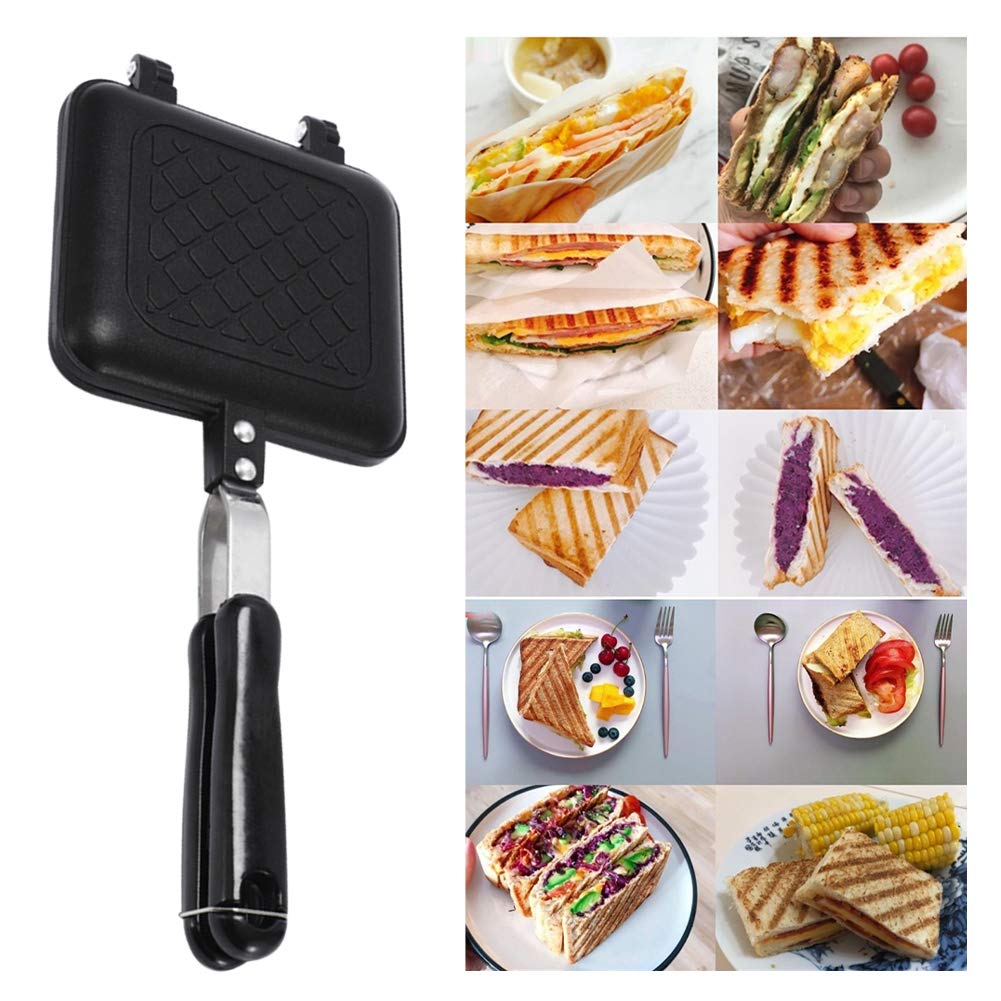 Non-Stick Double-Coated Sandwich Maker & Panini Press - Aluminum Flip Grill Pan for Hot Sandwiches, Breakfast, Picnics & Quick Meals