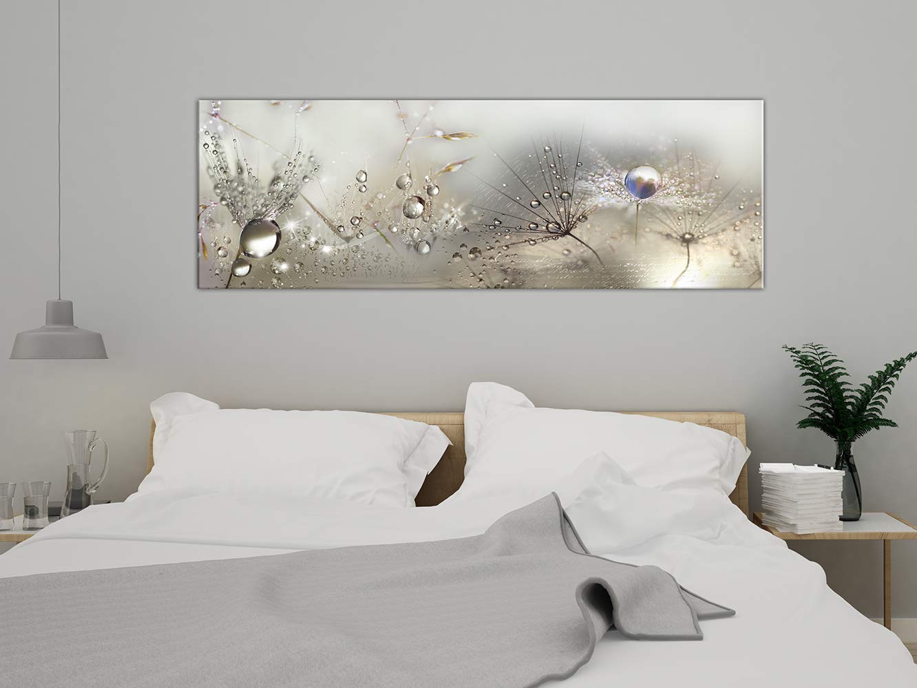 Artgeist Acoustic Canvas Wall Art Print - 47x16 inch Sound Absorbing Dandelion Flower Painting with Acoustic Foam for Home & Office Decor | Noise Reduction Abstract Nature Artwork (Beige, 1-Panel) - Perfect for Living Rooms, Bedrooms, and Home Studios