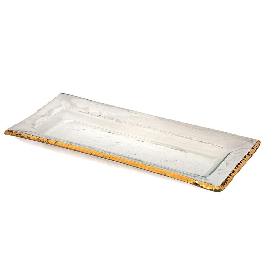 Stylish Gold Rectangular Serving Tray - Elegant Modern Appetizer Platter for Parties, Weddings & Home Decor - Perfect for Entertaining Guests, Displaying Treats & Decorating Living Spaces