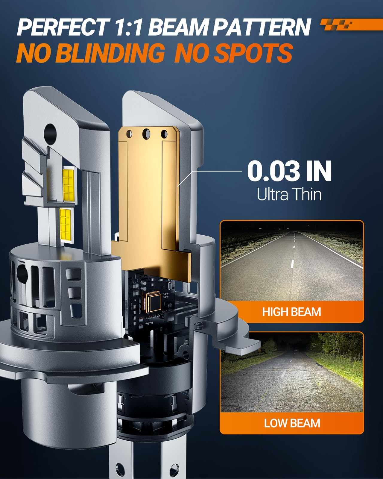 SEALIGHT H4 28000LM Super Bright LED Headlight Bulbs - 1:1 Mini S1 9003 Fog/Driving Lights with 20000RPM Cooling Fan, IP67 Waterproof, Plug & Play in 3 Minutes (Pack of 2) - Perfect for Night Driving, Off-Road Adventures & Foggy Conditions