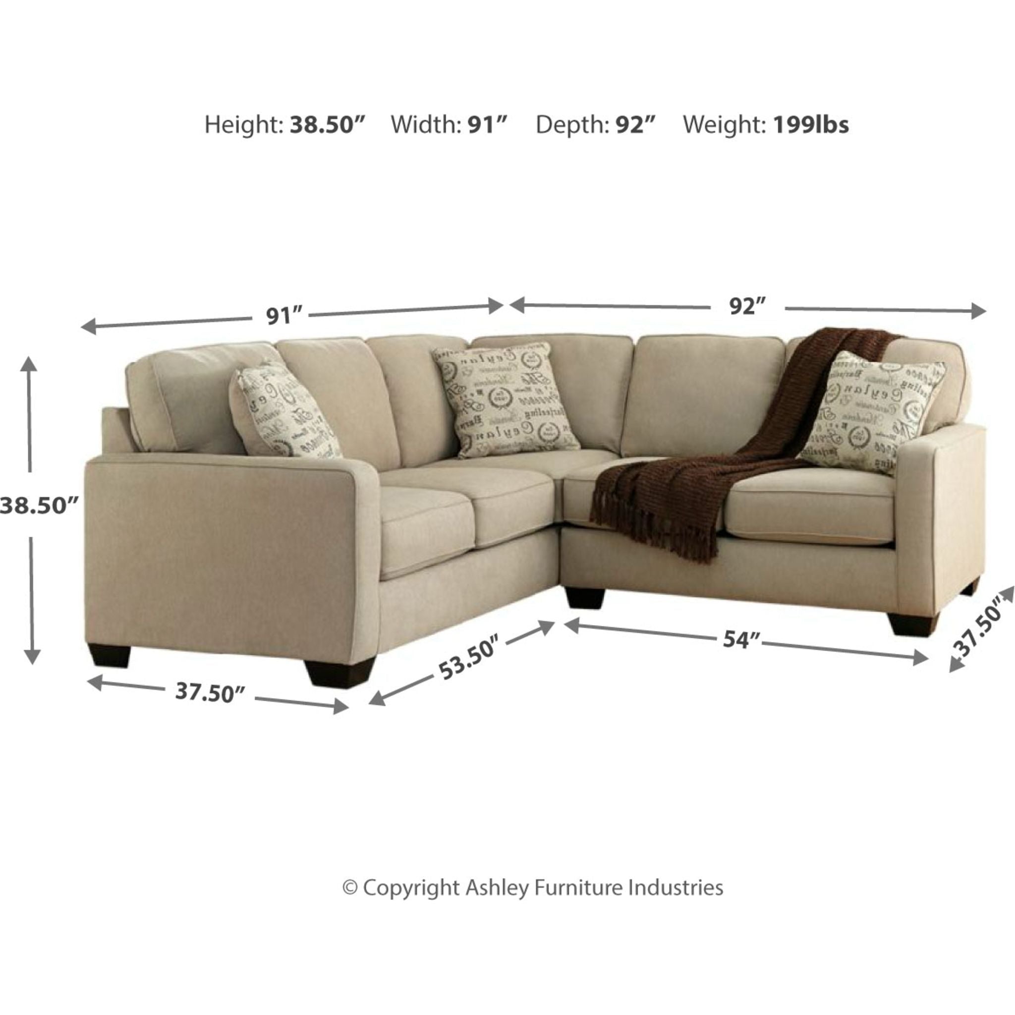 Alenya 2-Piece Modern Sectional Sofa Set with Reversible Chaise - Comfortable L-Shaped Couch for Living Room, Apartment & Small Spaces - Perfect for Family Gatherings, Movie Nights & Relaxation