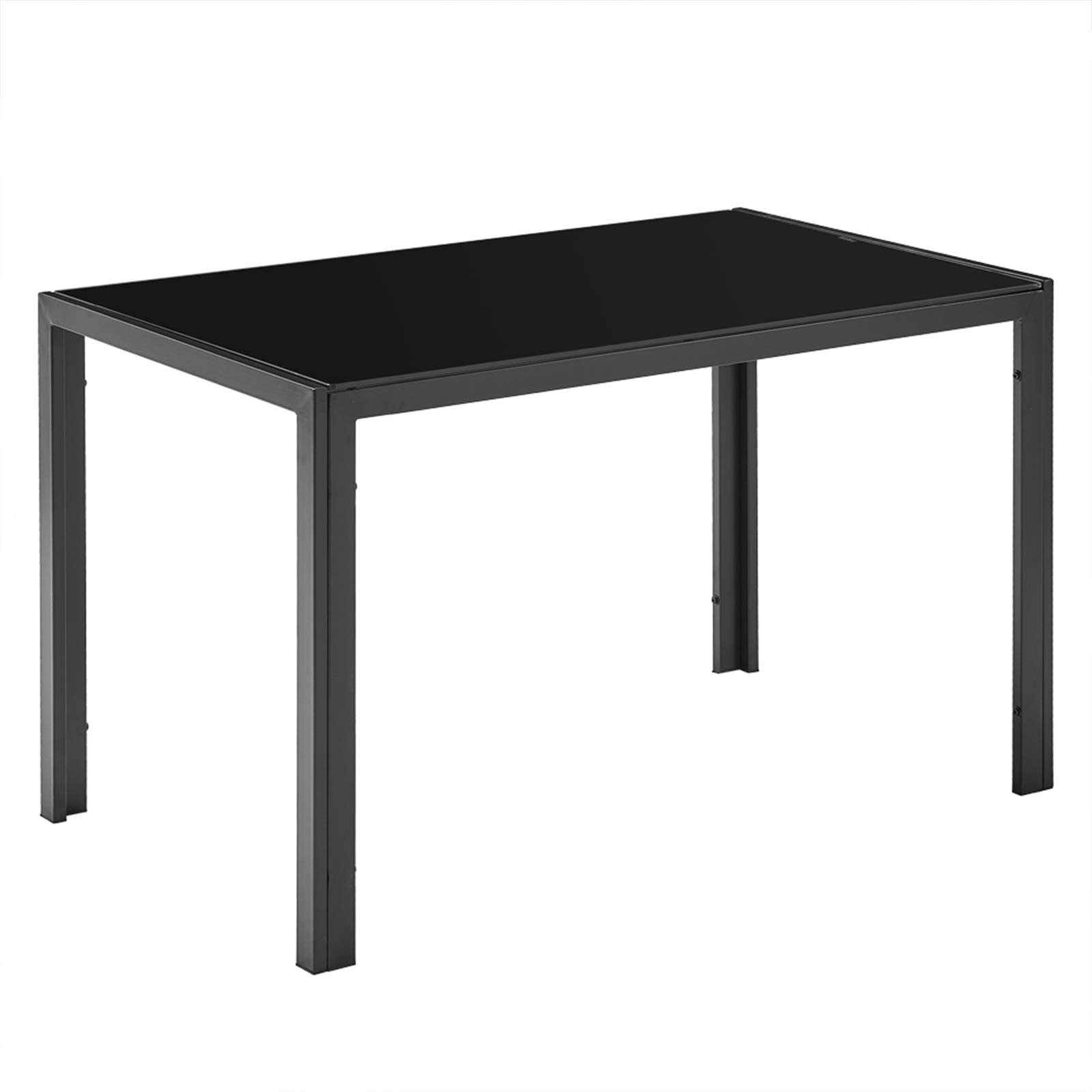 Modern Rectangular Glass Dining Table with Sturdy Black Metal Frame - 47