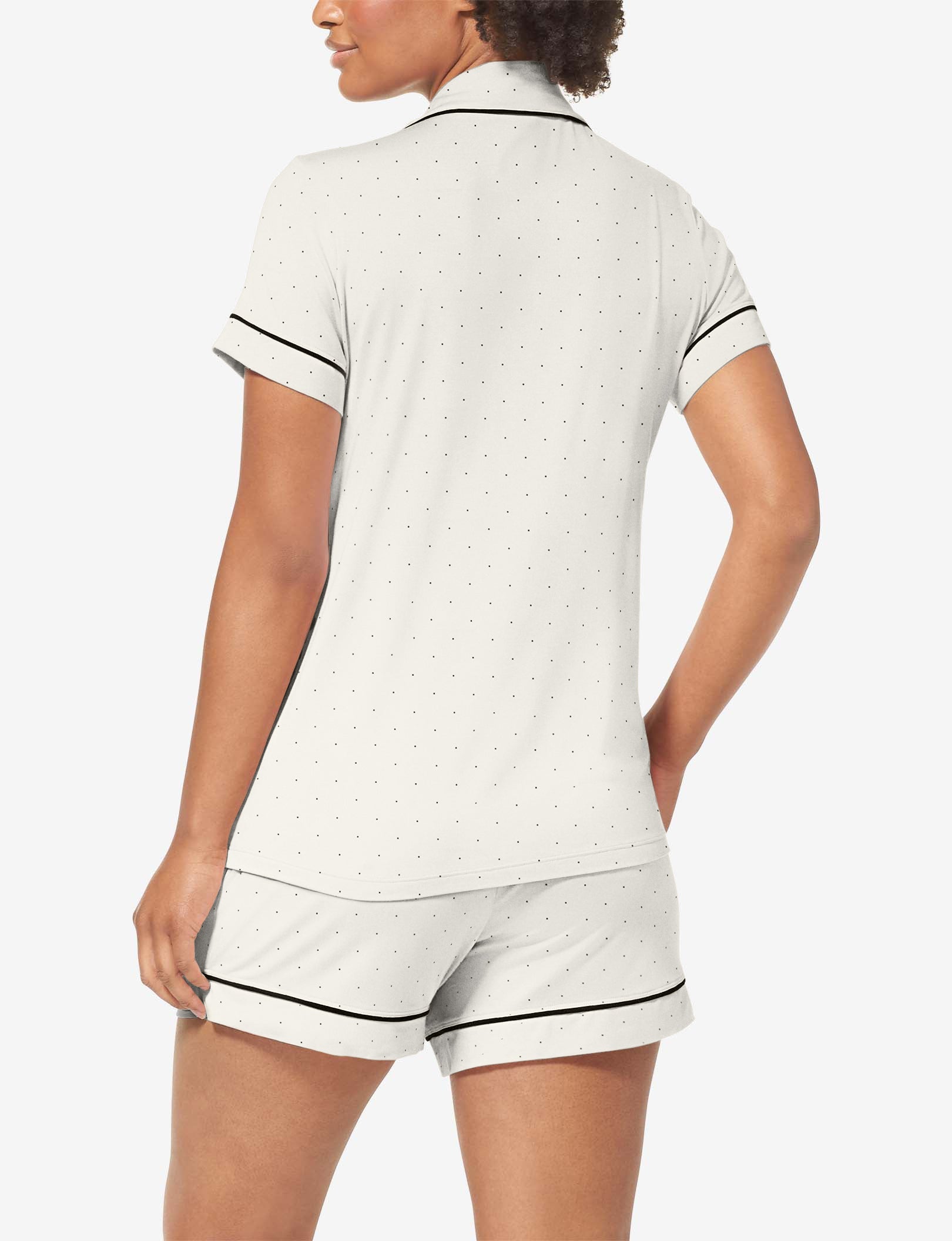 Women's Soft Cotton Pajama Set - Short Sleeve Sleep Shirt & Lounge Shorts for Comfortable Sleep & Relaxation | Perfect for Nightwear, Lounging at Home, and Summer Vacation