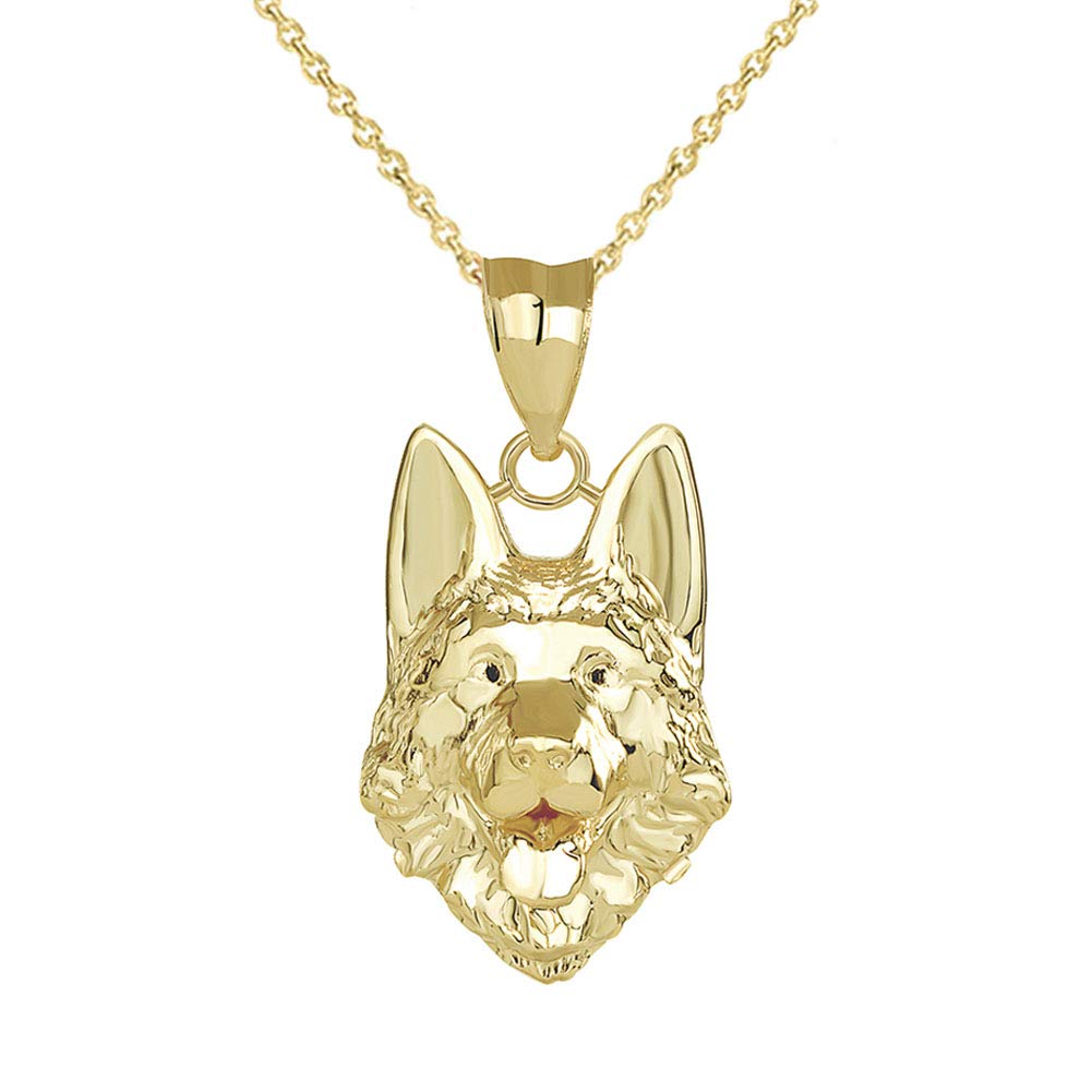 10K Gold German Shepherd Dog Head Charm Pendant Necklace for Women - Elegant Pet Lover Jewelry Gift for Dog Owners, Perfect for Everyday Wear & Special Occasions