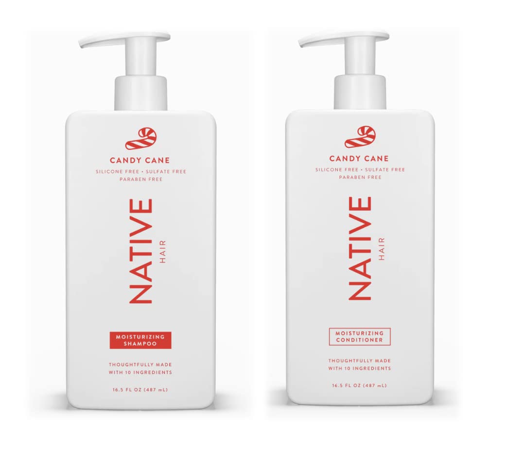 **Natural Shampoo and Conditioner Set - Sulfate Free, Paraben Free, Dye Free with Clean Ingredients | 16.5 oz (Candy Cane, Moisturizing) | Gentle Hair Care for Dry & Damaged Hair - Perfect for Daily Use & Holiday Gifts**