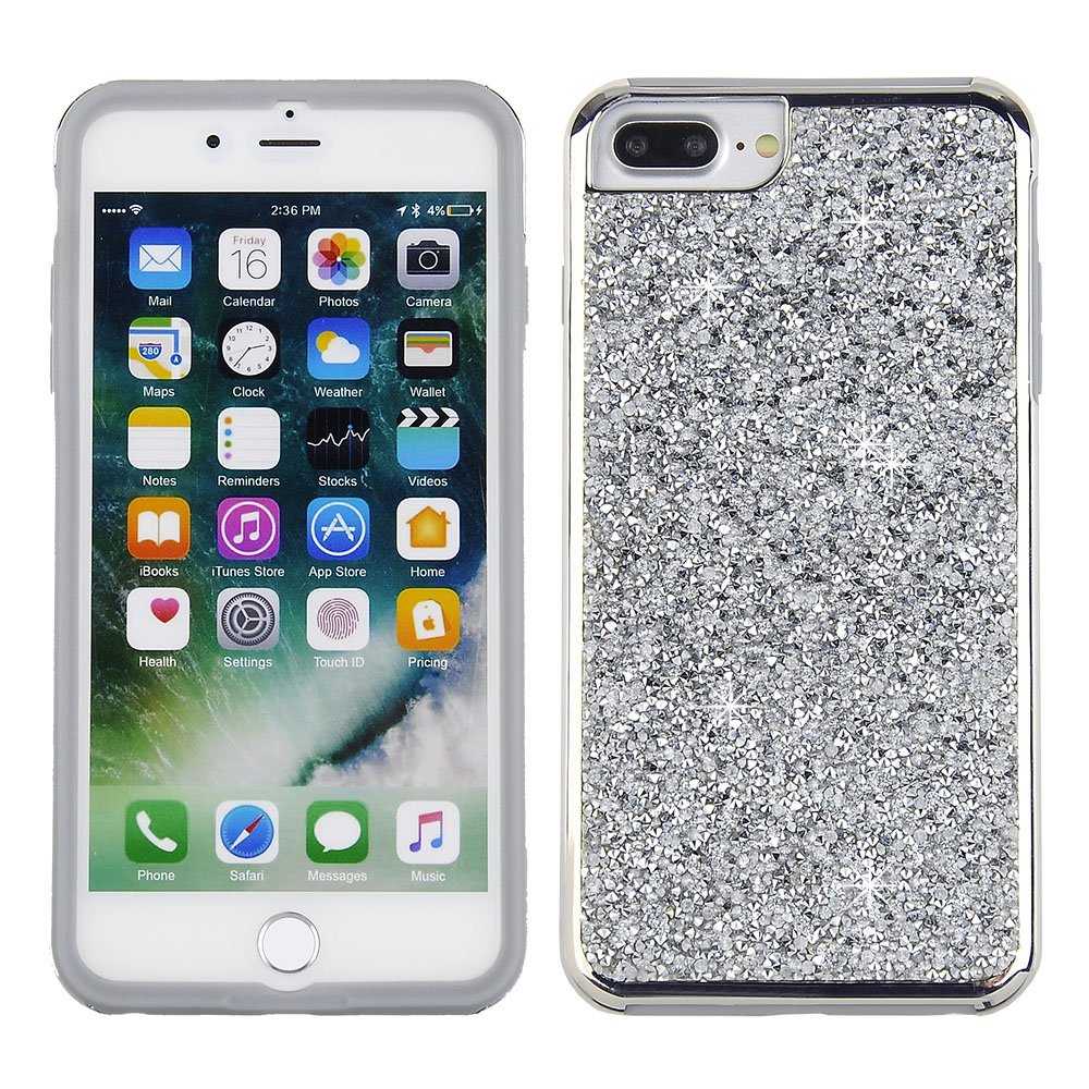 Premium Cube Pattern Shockproof Case for Apple iPhone 8 Plus/7 Plus/6S Plus/6 Plus - Stylish Silver Rock Design | Perfect for Daily Protection & Fashionable Accessory