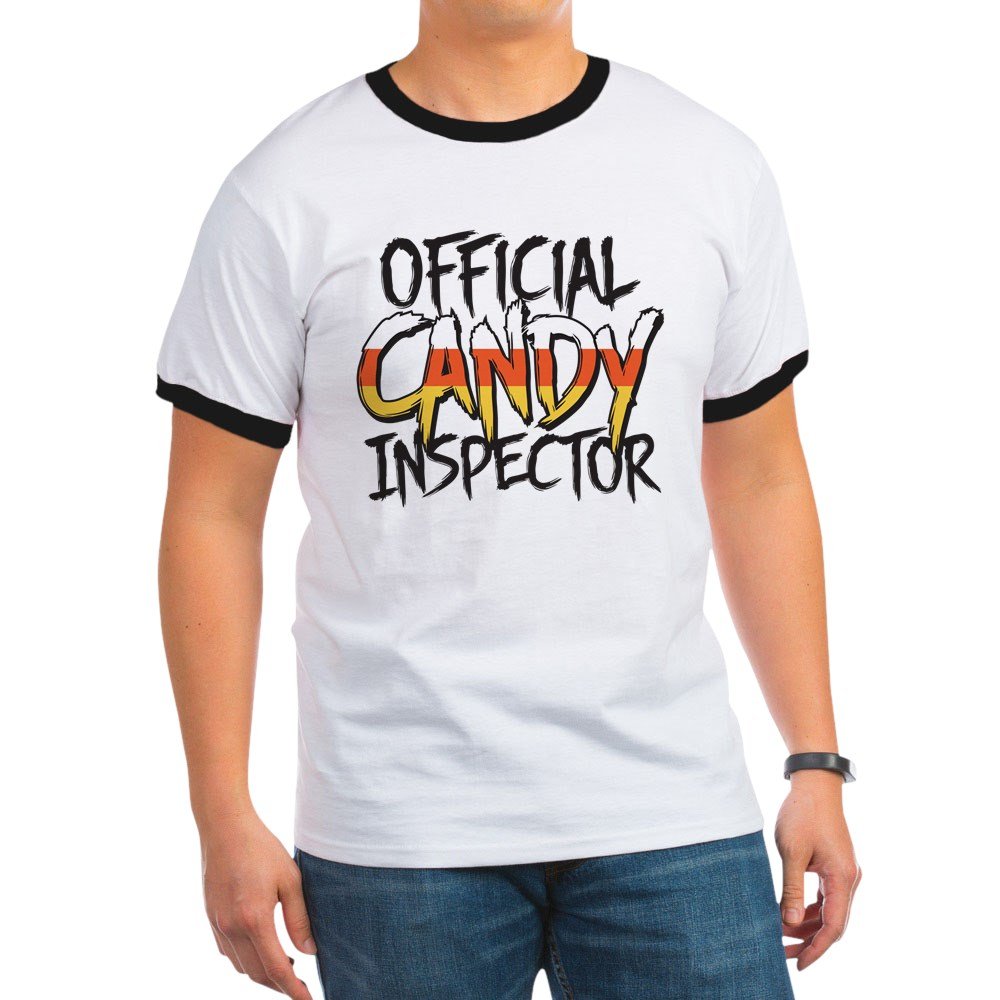 Official Candy Inspector Ringer T-Shirt - Funny Novelty Graphic Tee for Men & Women - Perfect for Halloween, Cosplay & Office Humor