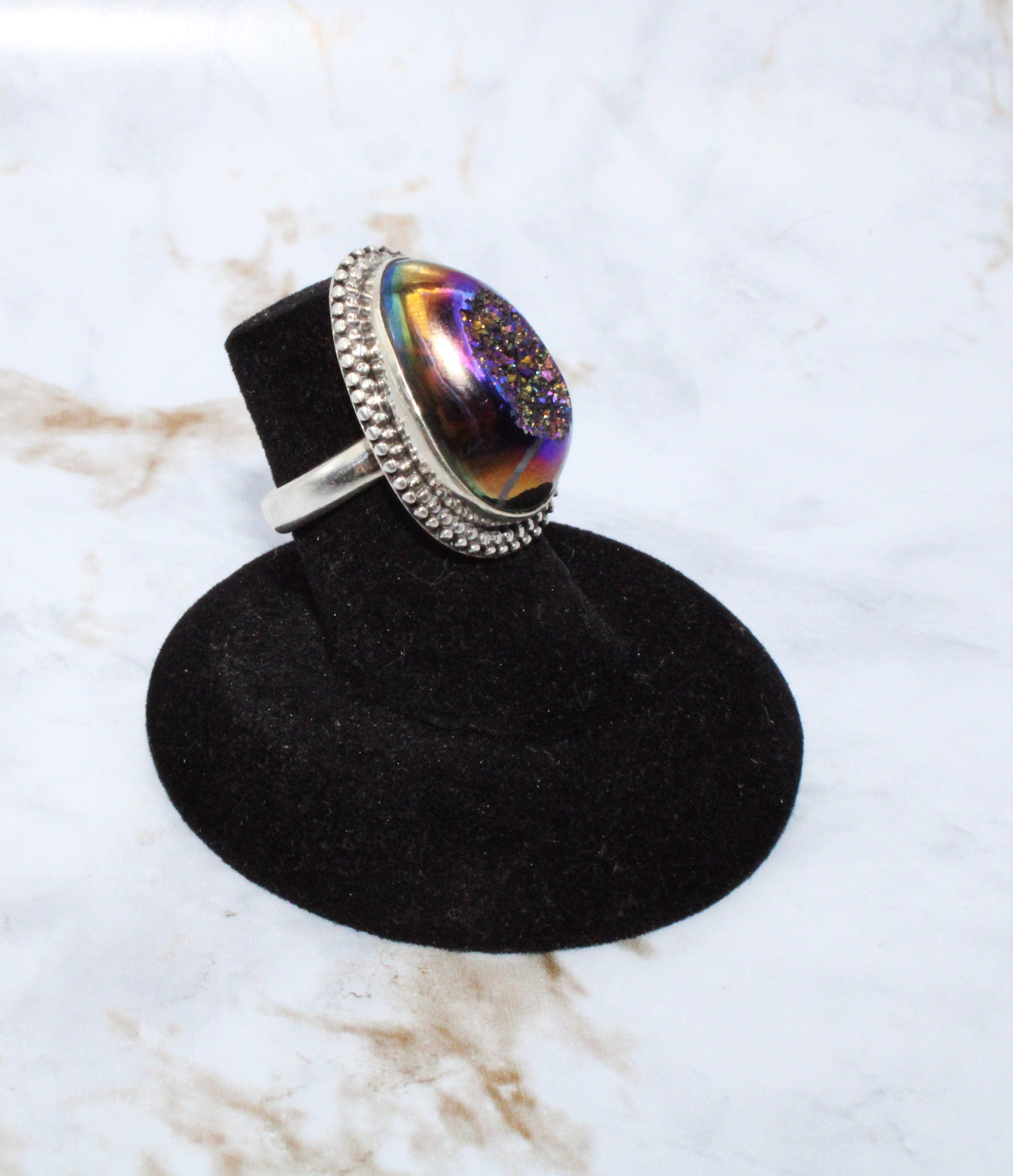 Aura Druzy Ring for Women - Size 5.25 - Elegant Crystal Statement Jewelry for Everyday Wear, Date Night & Special Occasions